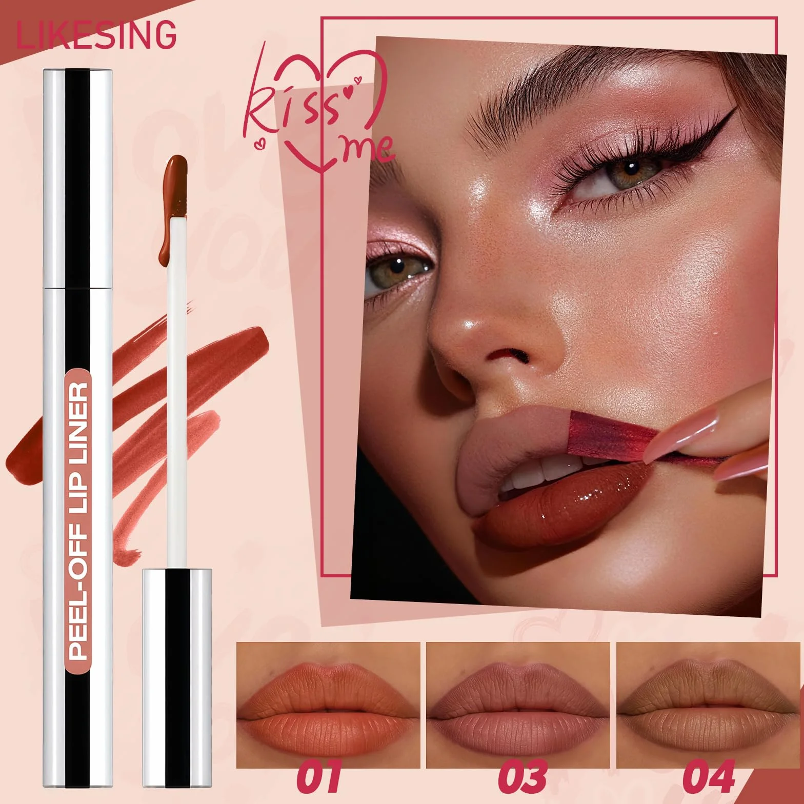 Tinte Labial Peel Off 3x3.5 Ml Delineador De Labios Lip Stain Mate Impermeable Larga Duración No Transferible