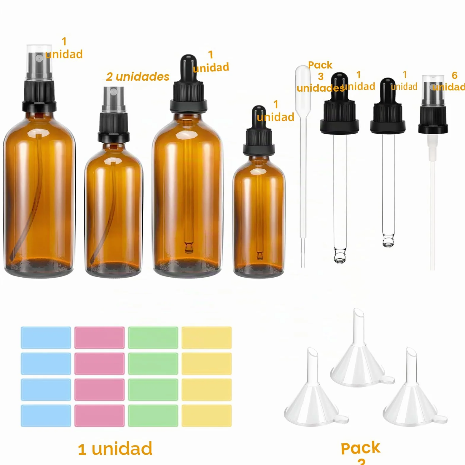 Zikenis 5 piezas Braun atomizador botella pulverizadora 2 x 100 ml 3 x 50 ml con protección UV