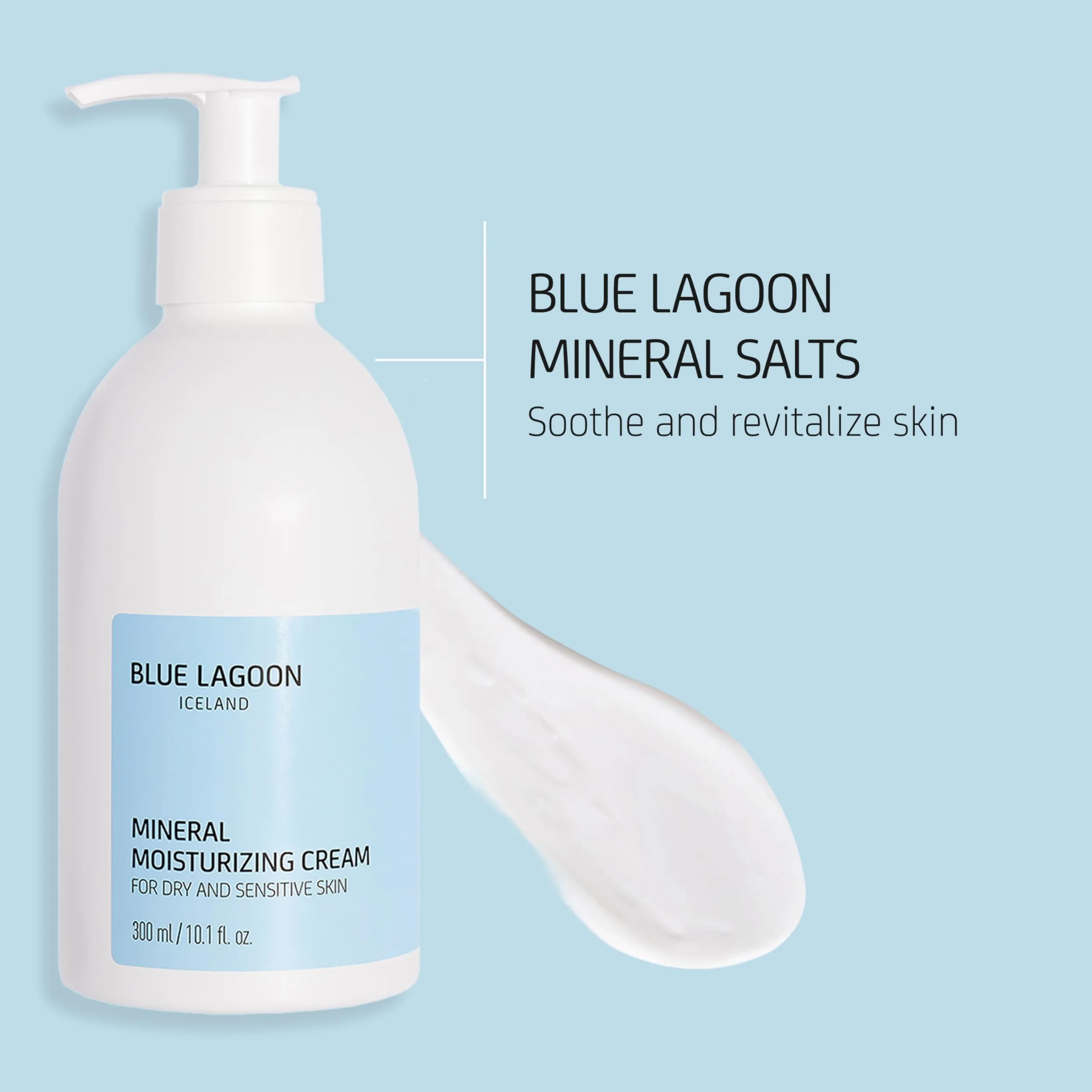 Blue Lagoon Cuidado de la piel - Crema hidratante mineral - Contiene agua de mar Blue Lagoon - Hidrata la piel seca - Textura ligera y cremosa - Sin fragancias - 300 ml
