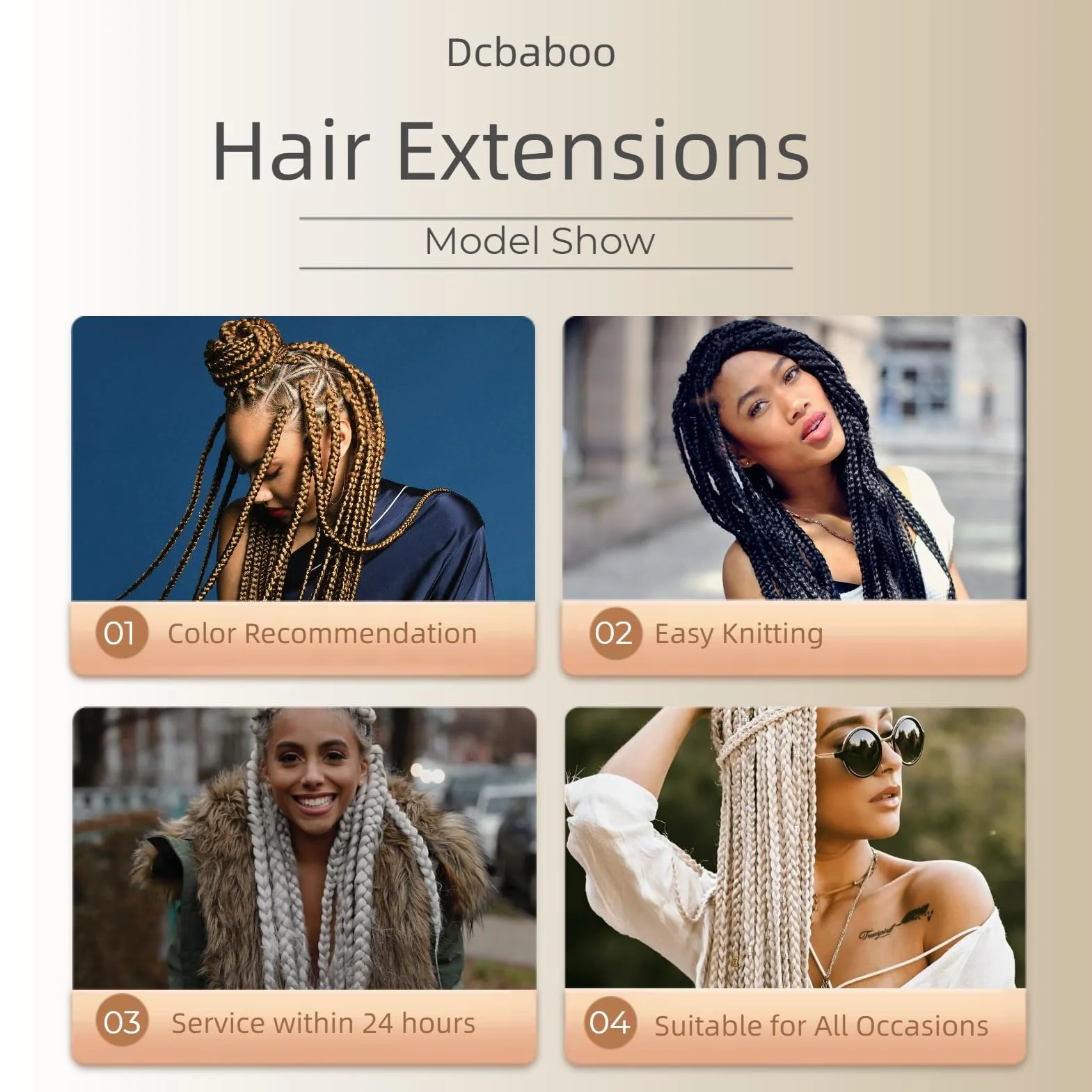 Extensiones de Pelo Kanekalon para Trenzas Africanas 60cm 100g Blanco
