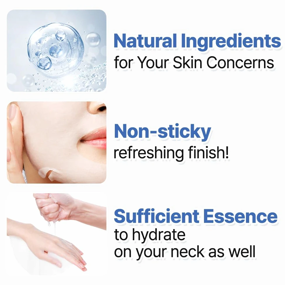 NEXTBEAU Paquete de 20 mascarillas de solución de 5 tipos x 4 unidades de aloe, niacinamida, colágeno, semillas de cáñamo, ácido hialurónico