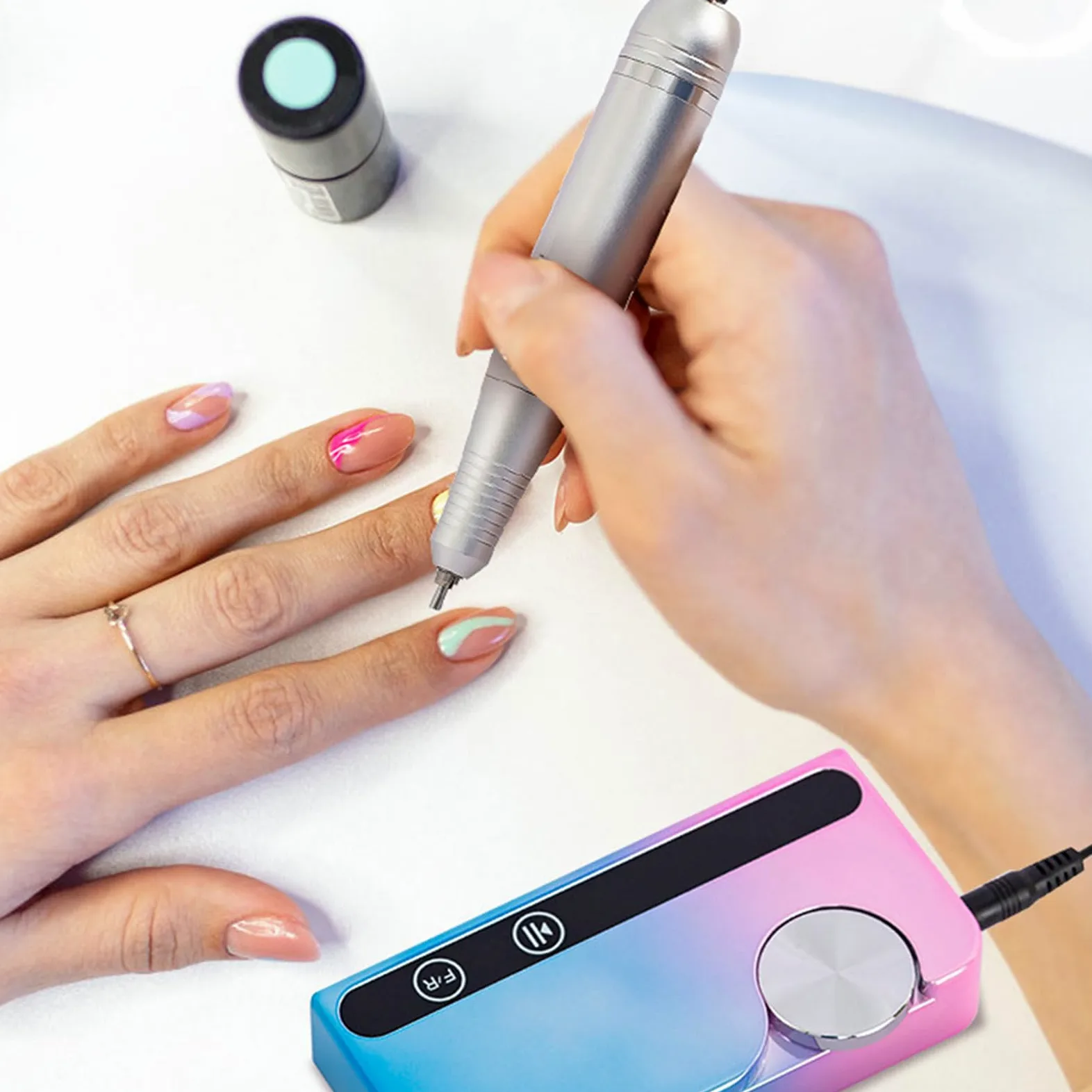 Taladro eléctrico de uñas, herramienta de manicura de 45000 rpm, máquina pulidora con velocidad ajustable para salones, taladro eléctrico, herramienta de manicura