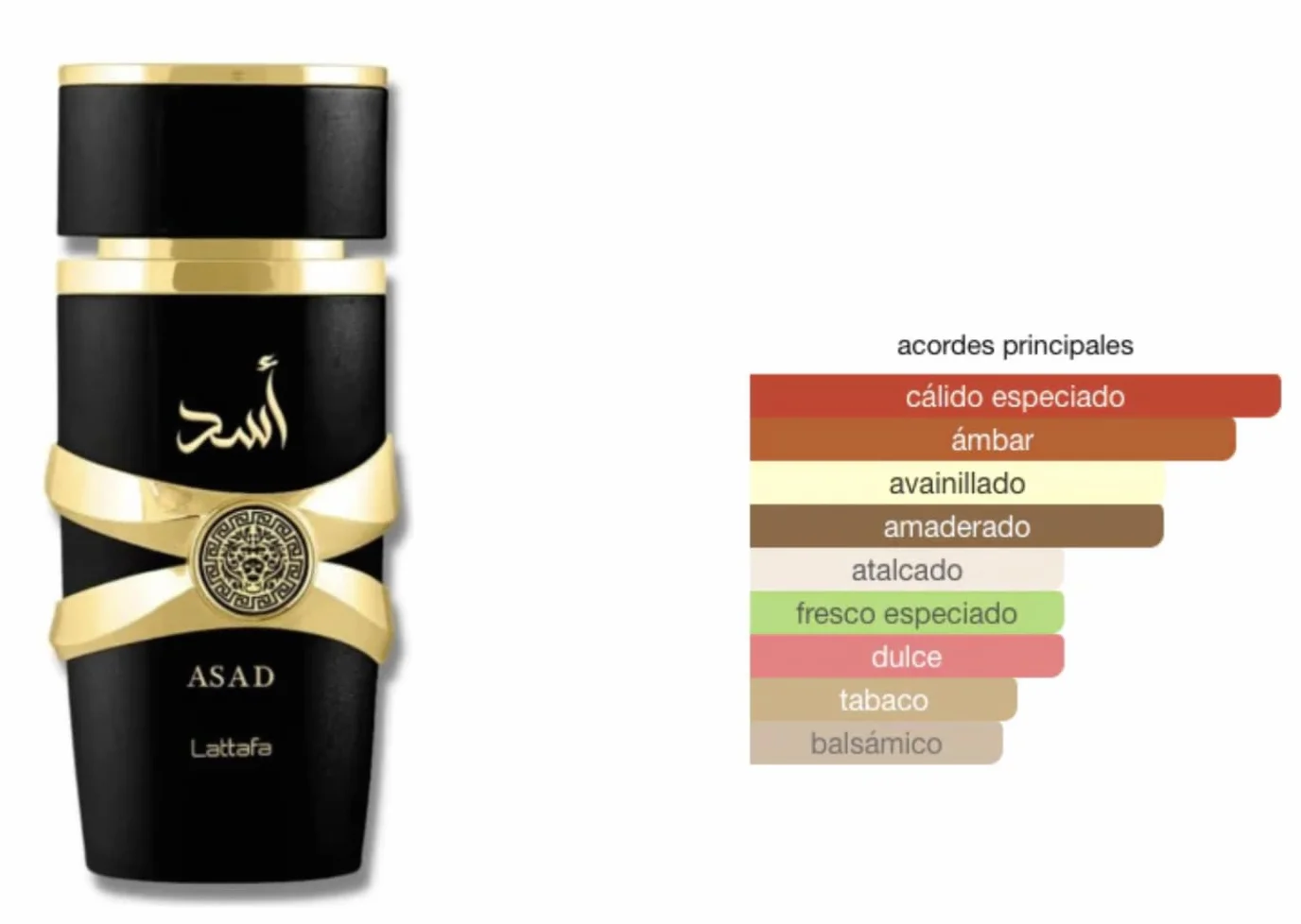 Lattafa Asad Eau de Parfum 100 ml, Perfume Árabe para Hombre de Larga Duración, Incluye Atomizador, Fragancia masculina árabe intensa ambarada especiada con vainilla tabaco y haba tonka (Asad)