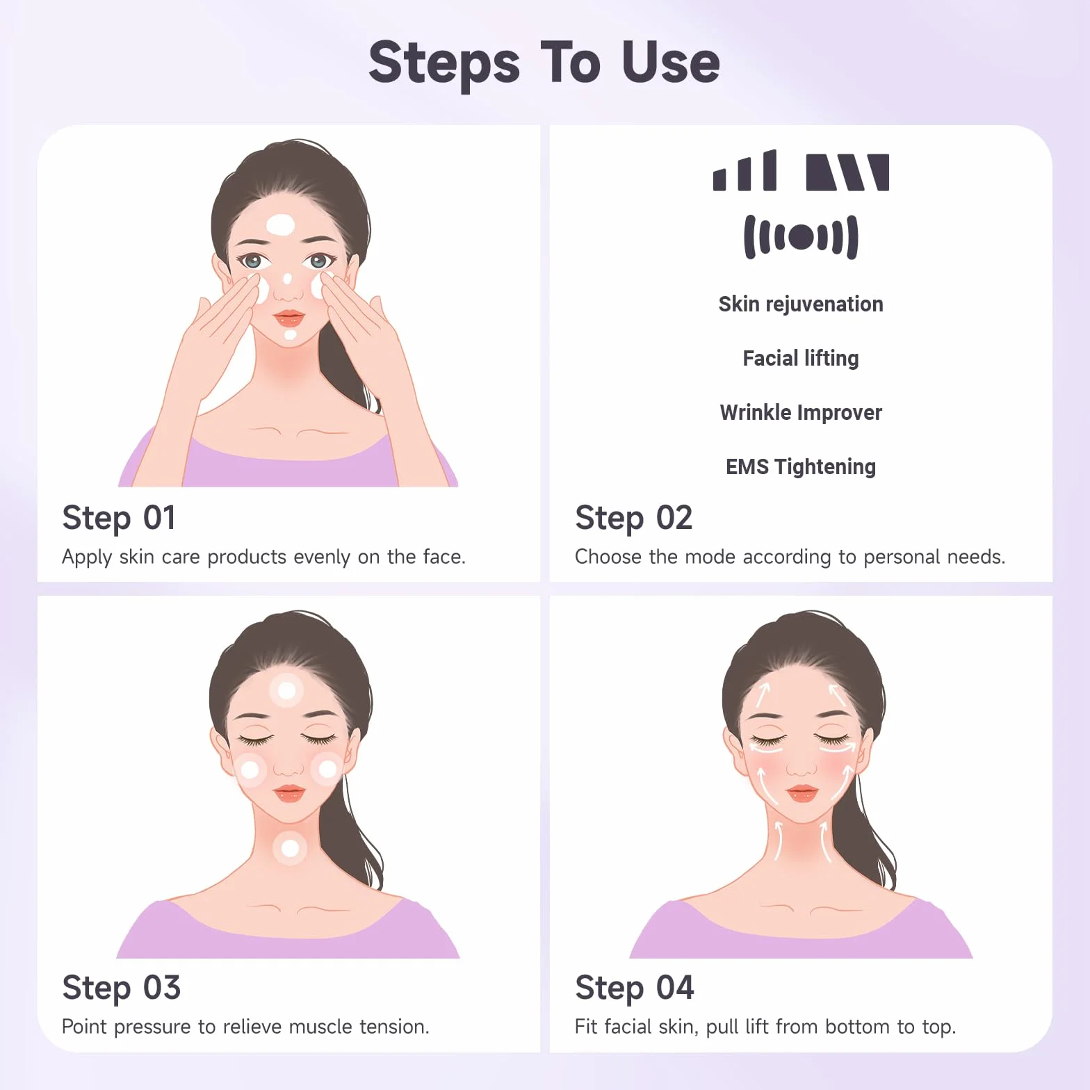 Masajeador Facial Eléctrico 4 en 1, Portátil Reafirmante Piel Masaje Profundo