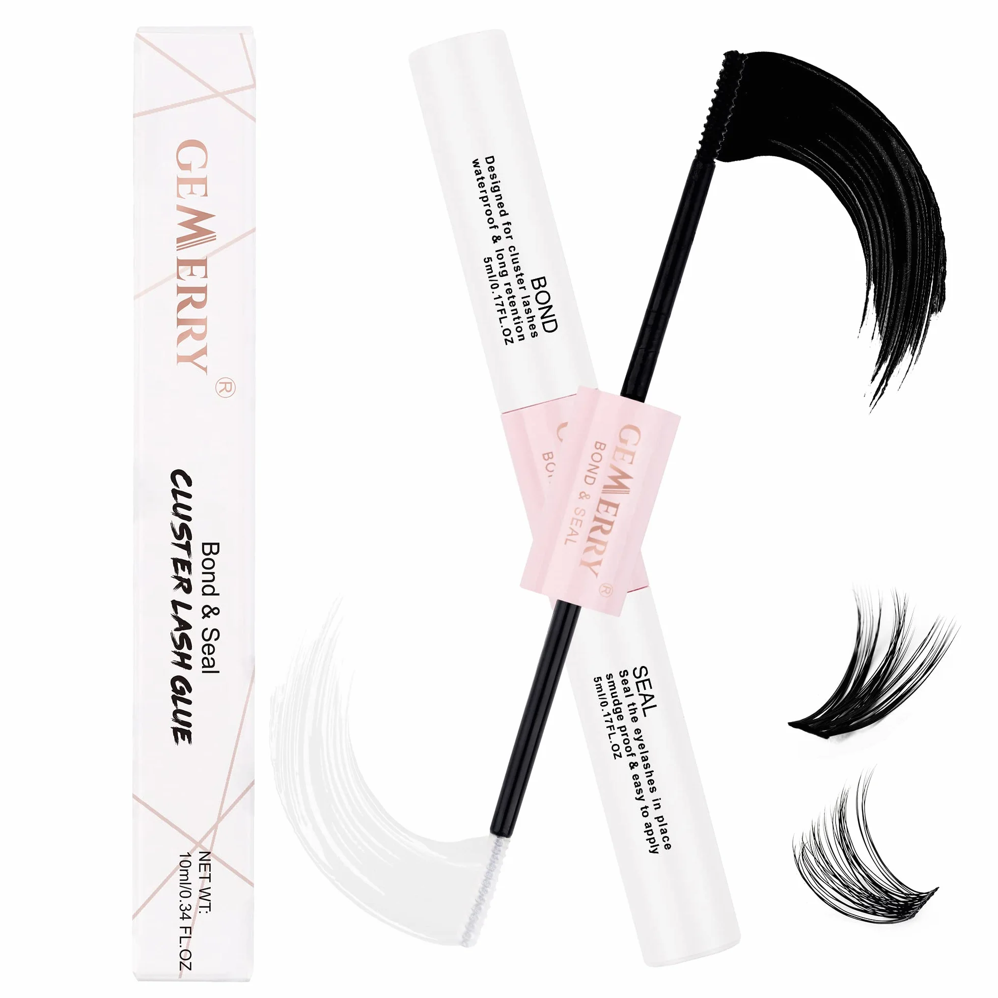 Gemerry Pegamento Pestañas Lash Bond and Seal 2 en 1 5ml+5ml Cluster para Extensiones