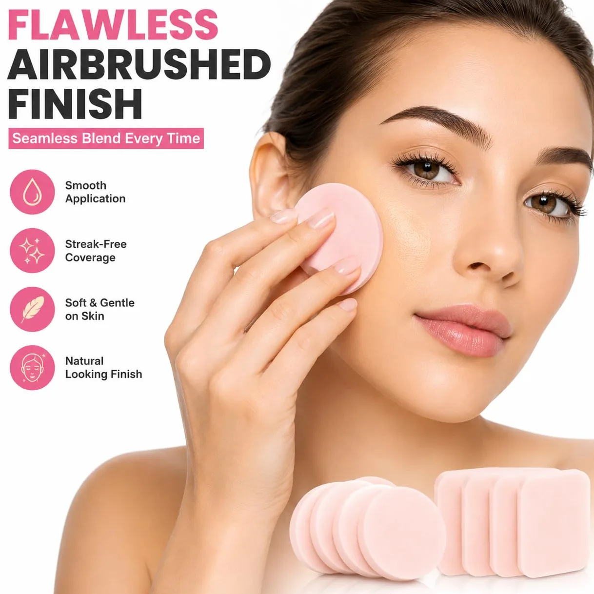 Blender Esponjas de maquillaje para belleza – Mezcla sin látex para cobertura completa en polvo, crema, cosméticos líquidos, de larga duración, desechables aplicadores de espuma – Paquete de 12