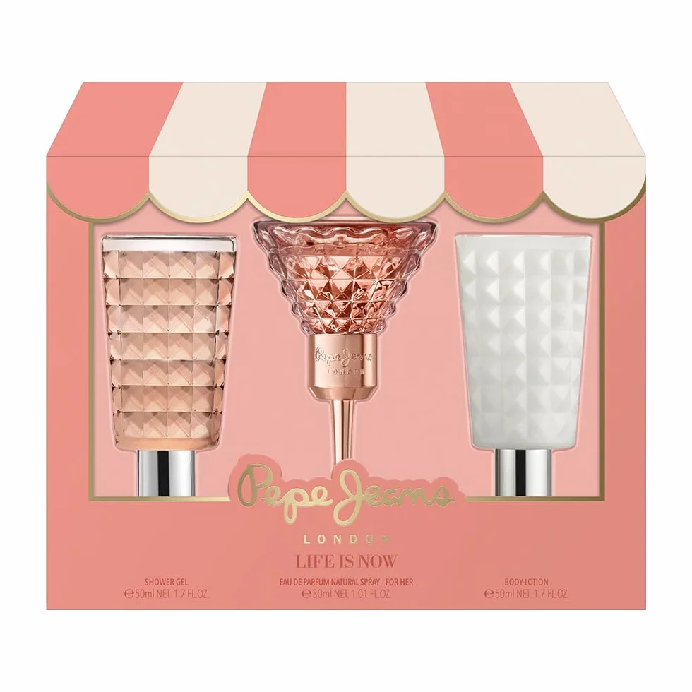 Pepe Jeans Life Is Now For Her Estuche Regalo Perfumes Mujer Pack 3 Piezas Eau de Parfum 30ml Body Lotion 50ml Shower Gel 50ml Set Fragancia Floral Oriental