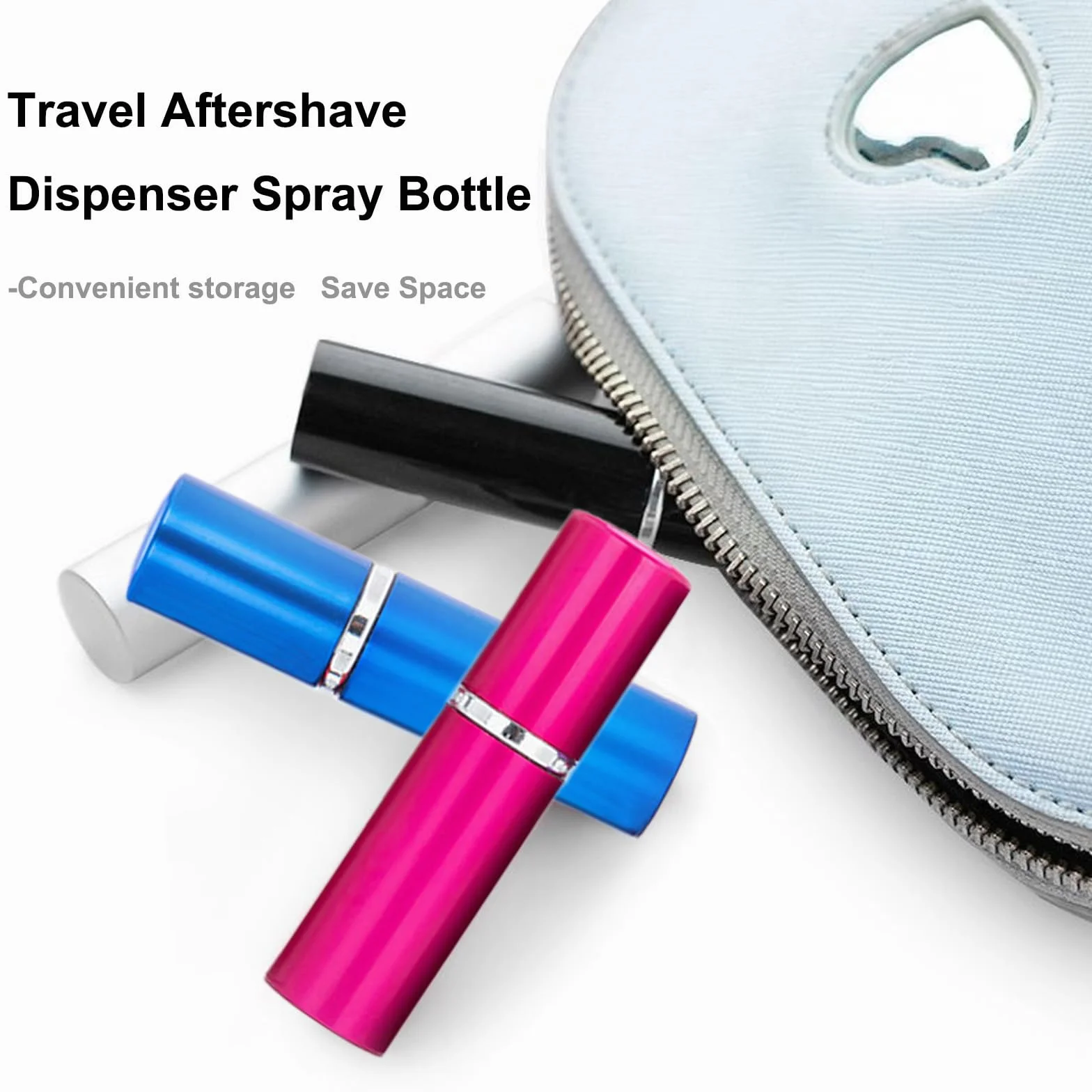 KEYRI Atomizador Perfume Recargable 10ml, Dispensador Viaje Mini Botella Rociadora Portátil (Negro+Blanco+Rosa+Rojo+Plata)