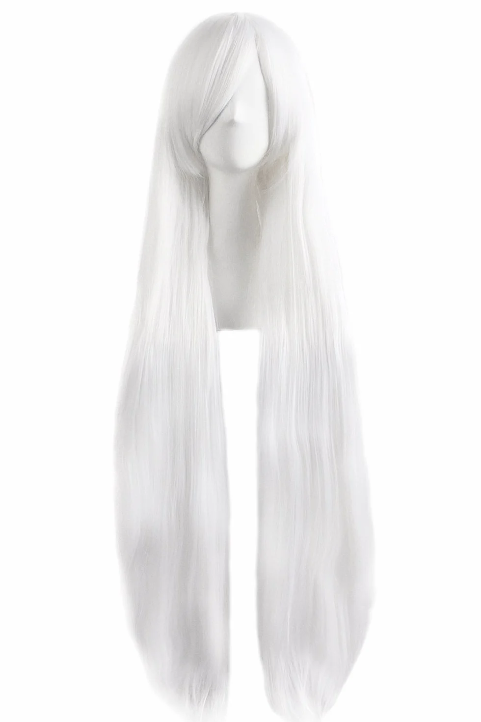 Mapofbeauty 40 Pulgadas Peluca Larga Recta Blanca Traje de Cosplay
