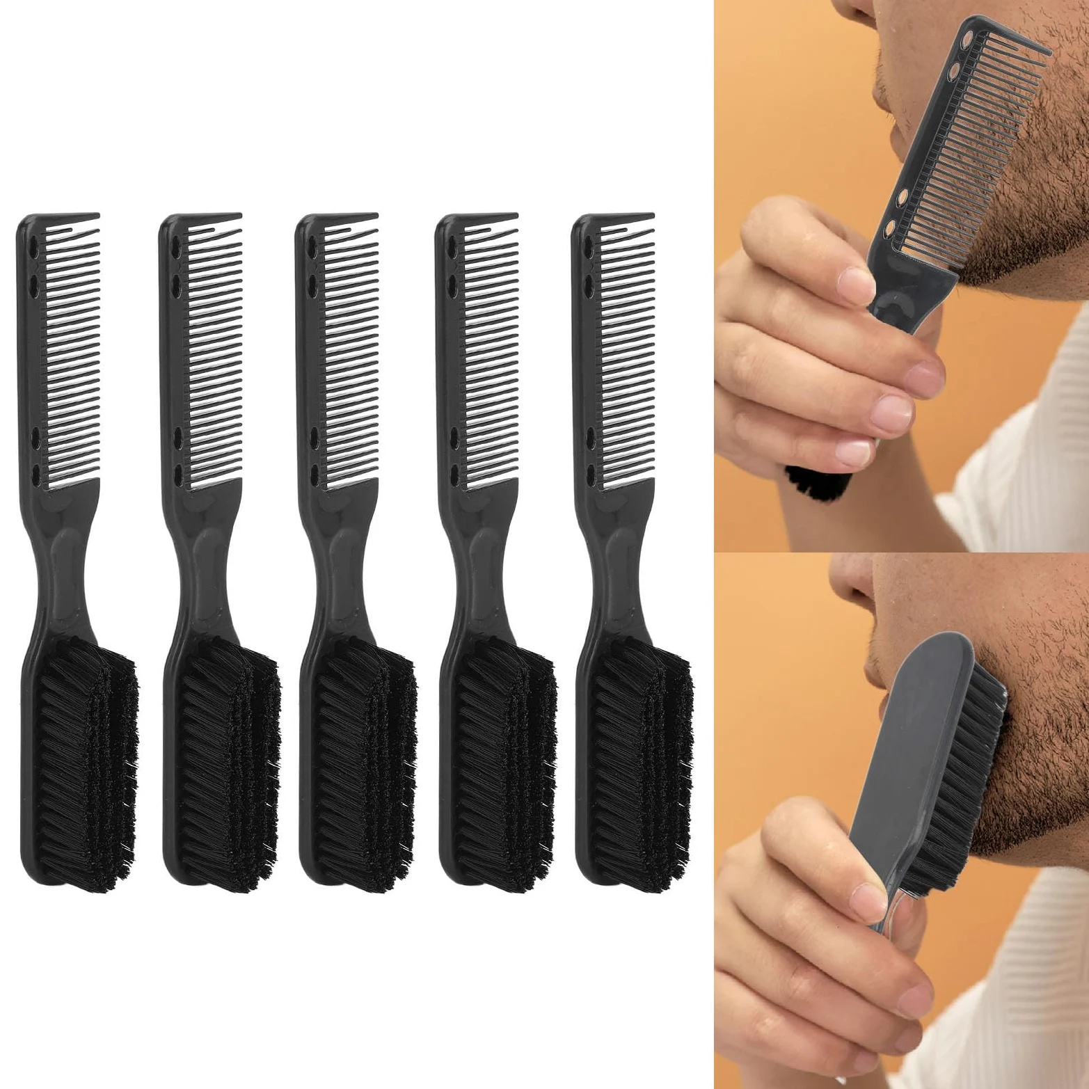 Set de Cepillo de Cabello y Barba de Doble Cabeza de Cabello y Barba de Doble Cabeza-Aplicador de Aceite Ergonómico y Peine de Peinado con Cerdas Suaves, ABS/nylon de Grado de