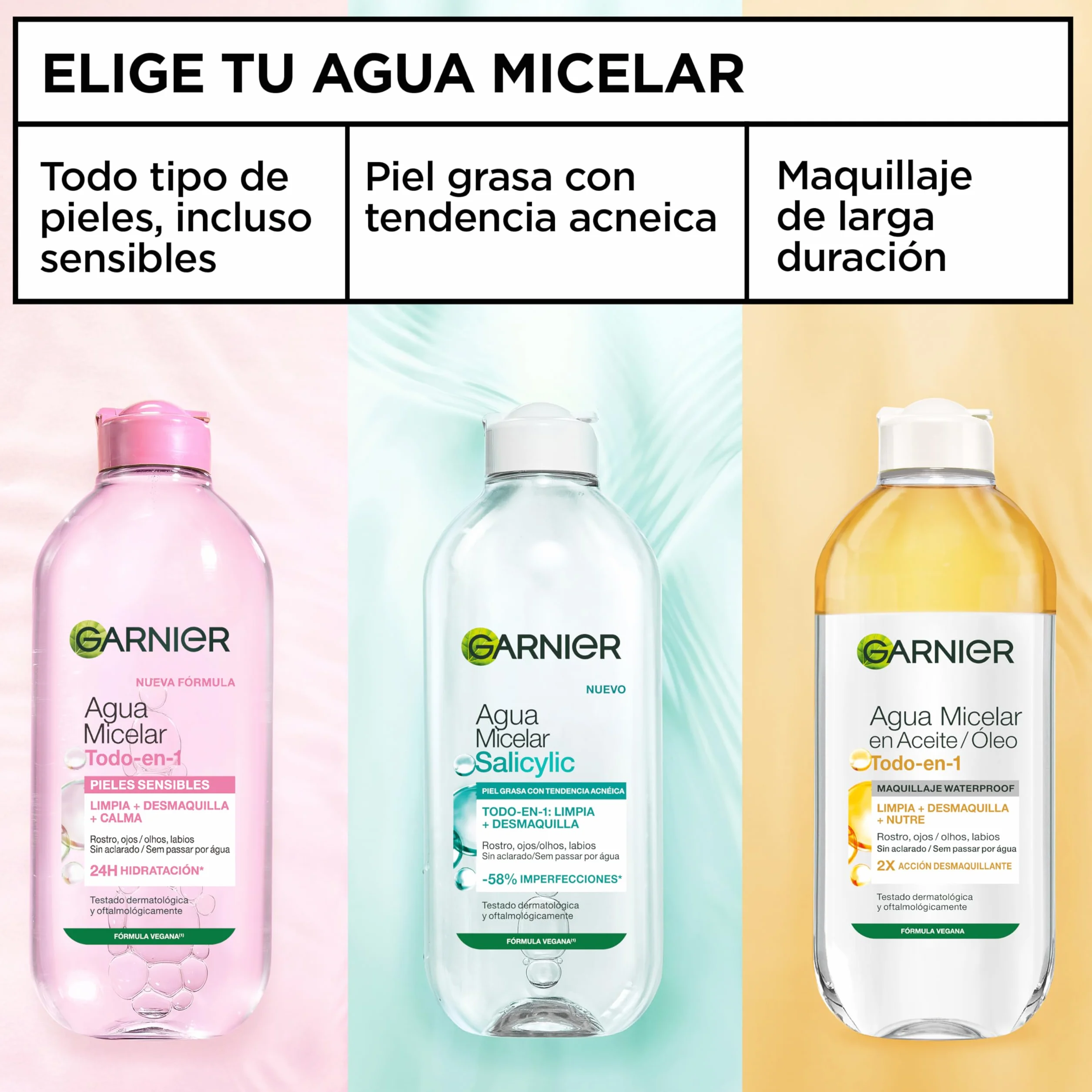 GARNIER Skin Active Agua Micelar Piel Grasa Aceite Waterproof 400 ml