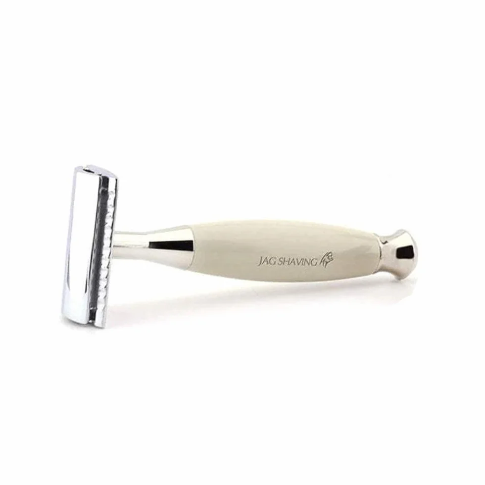 Jag Shaving JAG's Lee Range Juego de afeitado de 5 piezas, Brocha de afeitar de pelo de tejón, Cuchillas de afeitar de doble filo, Soporte de afeitado