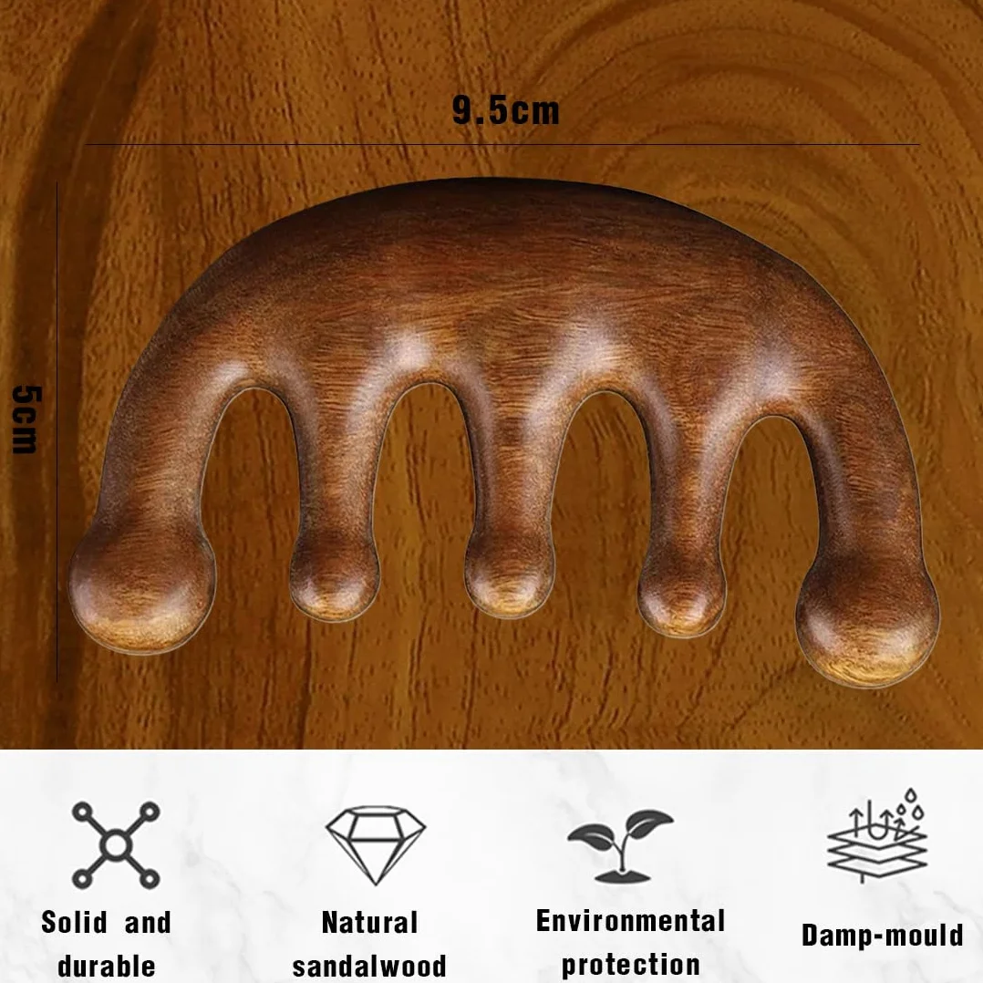Peine de madera Gua Sha multiusos para cuero cabelludo, masaje acupuntura relajación