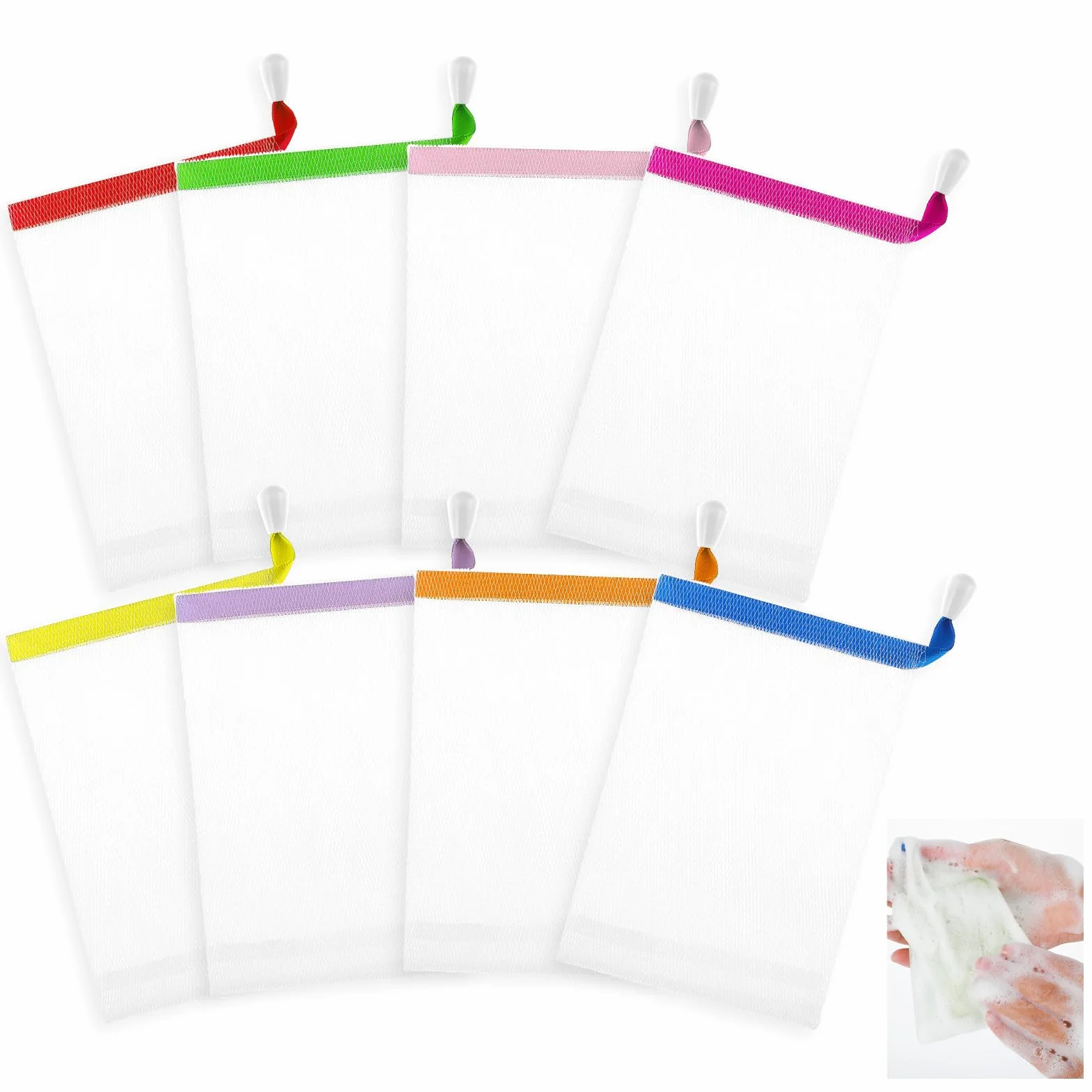 Prasacco Bolsas de Jabón con Cordón, Red de Malla Fija, Herramienta de Limpieza Facial