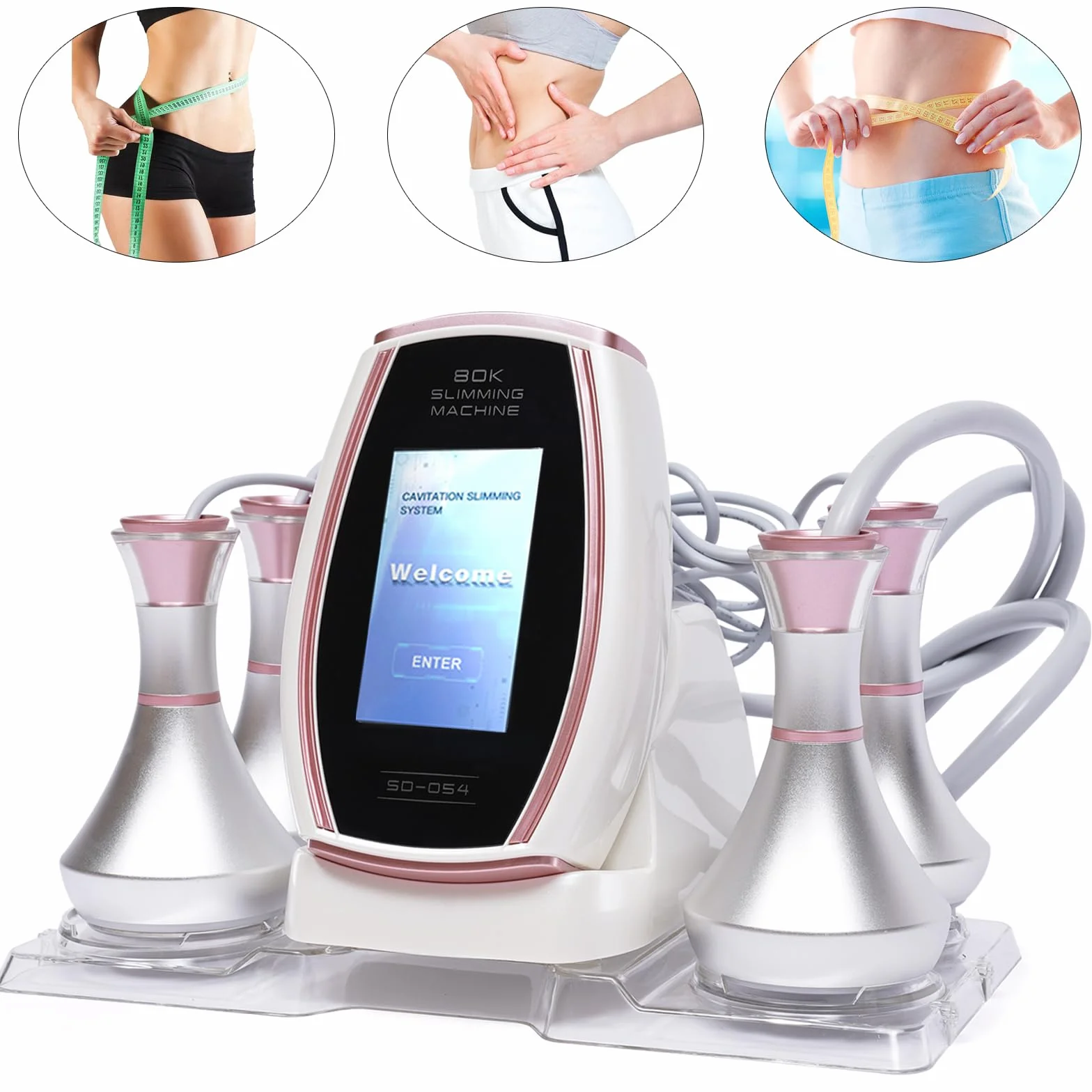 Radiofrecuencia Corporal 80KHz 5 en 1 Máquina Cavitacion LED Facial y Corporal 10.92cm