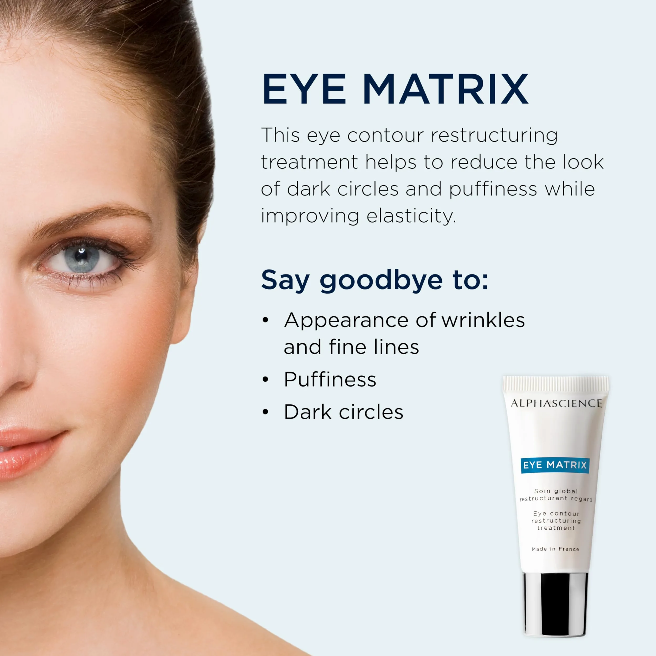 ALPHASCIENCE Eye Matrix 15ml - Gel antiedad para el contorno de ojos - Hidratante y suavizante - Fórmula rica para ojeras, bolsas, arrugas y líneas de expresión - Sin perfume ni conservantes