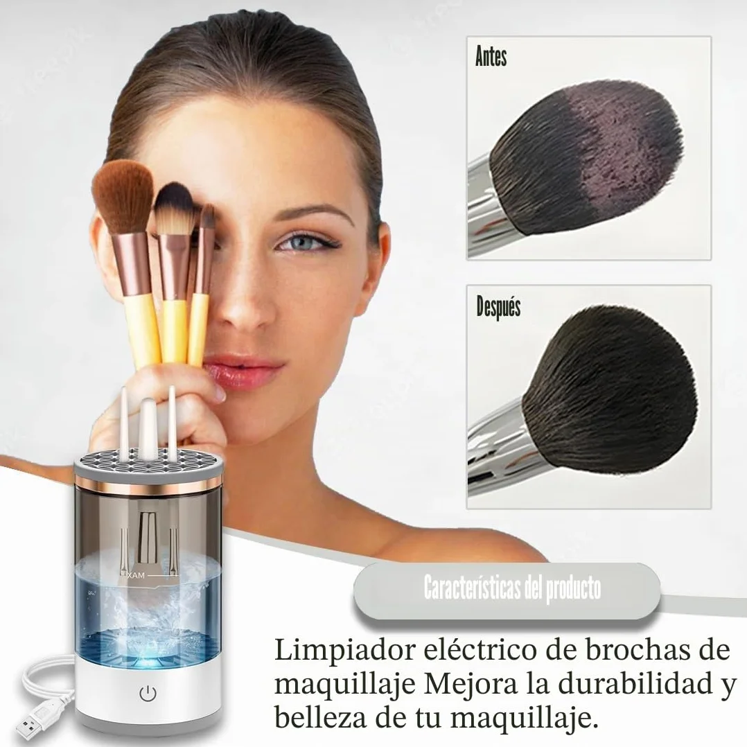 Limpiador de Brochas de Maquillaje Eléctrico 3 en 1 USB Limpieza Profunda 30s