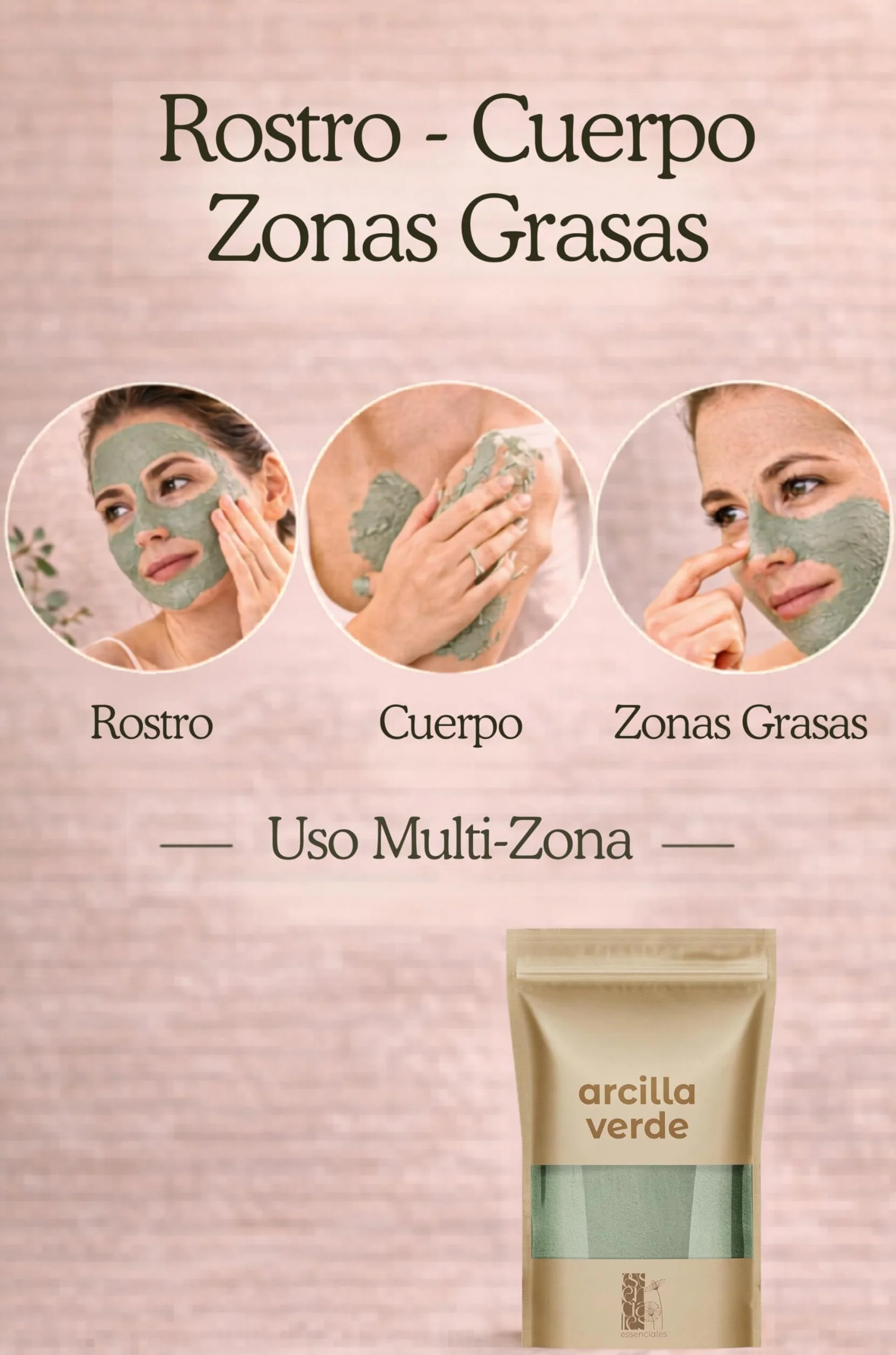 Arcilla Verde Antiinflamatoria 500g - Arcilla Verde en Polvo Purifica y Regenera