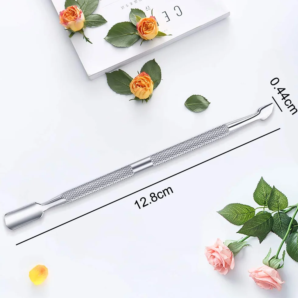 XCOZU Empujador de Cutículas Doble Cabeza Acero Inoxidable Herramienta Profesional Limpieza Uñas