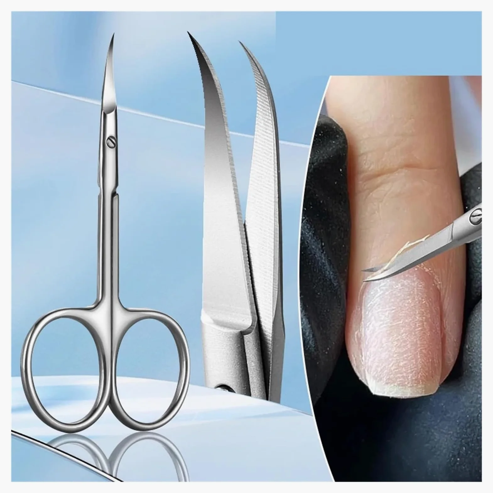 1 Pieza de Tijeras for cutículas, afiladas, de precisión, con Punta Curva, for Piel Muerta y padrastros, recortador Profesional de cutículas.
