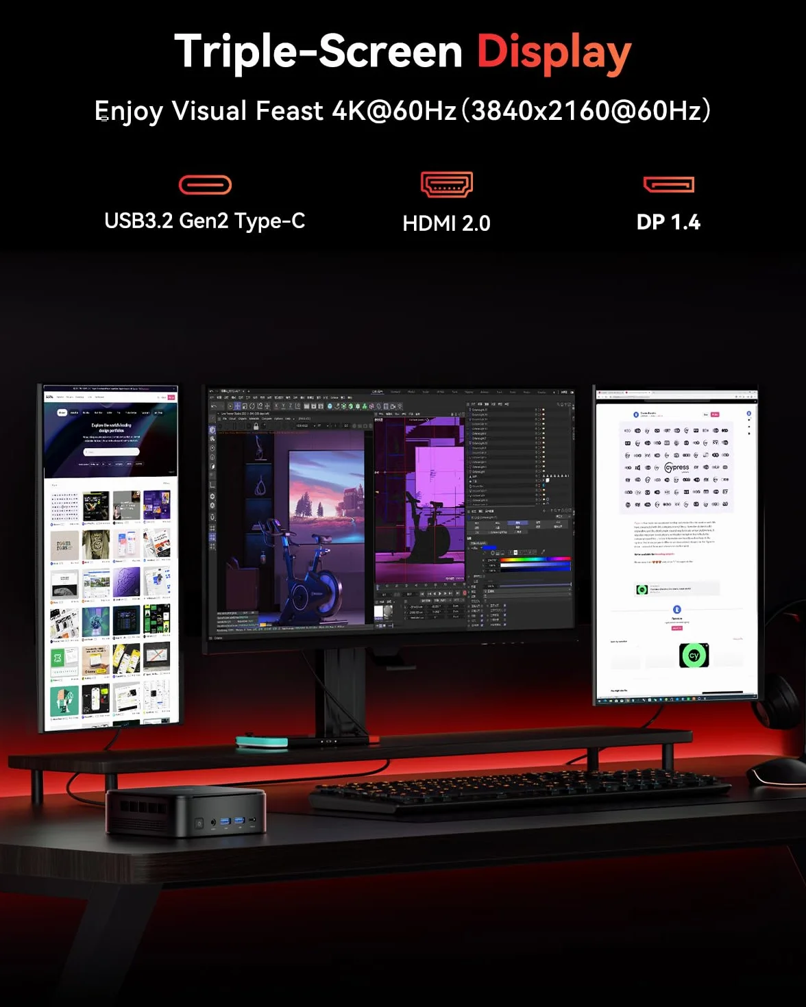 NiPoGi E3B Mini PC AMD Ryzen 5 7430U 16GB RAM 512GB SSD WiFi 6 BT 5.2 Triple 4K Display W-11 Pro