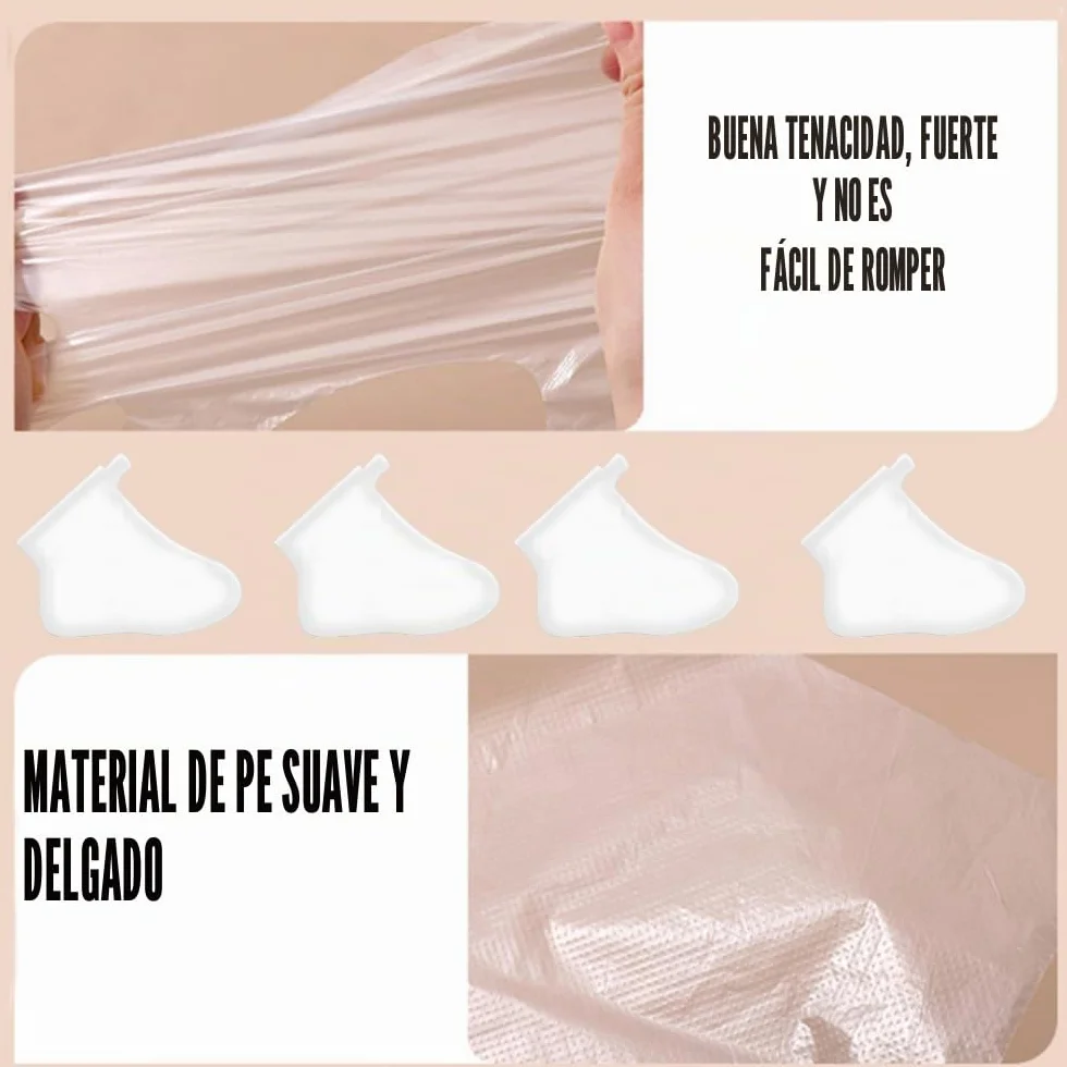 Calcetines de Baño de Parafina 100 Piezas, Bolsas de Pedicura Plástico Transparente para SPA Cuidado de Pies