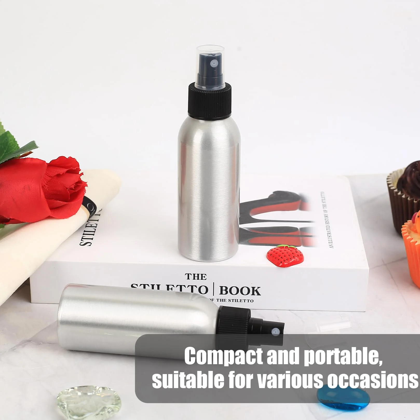 Bote Spray Pulverizador 50 ml Atomizador Botella de Aluminio Vacío Rellenable con Bomba para Aceites Esenciales Cosméticos