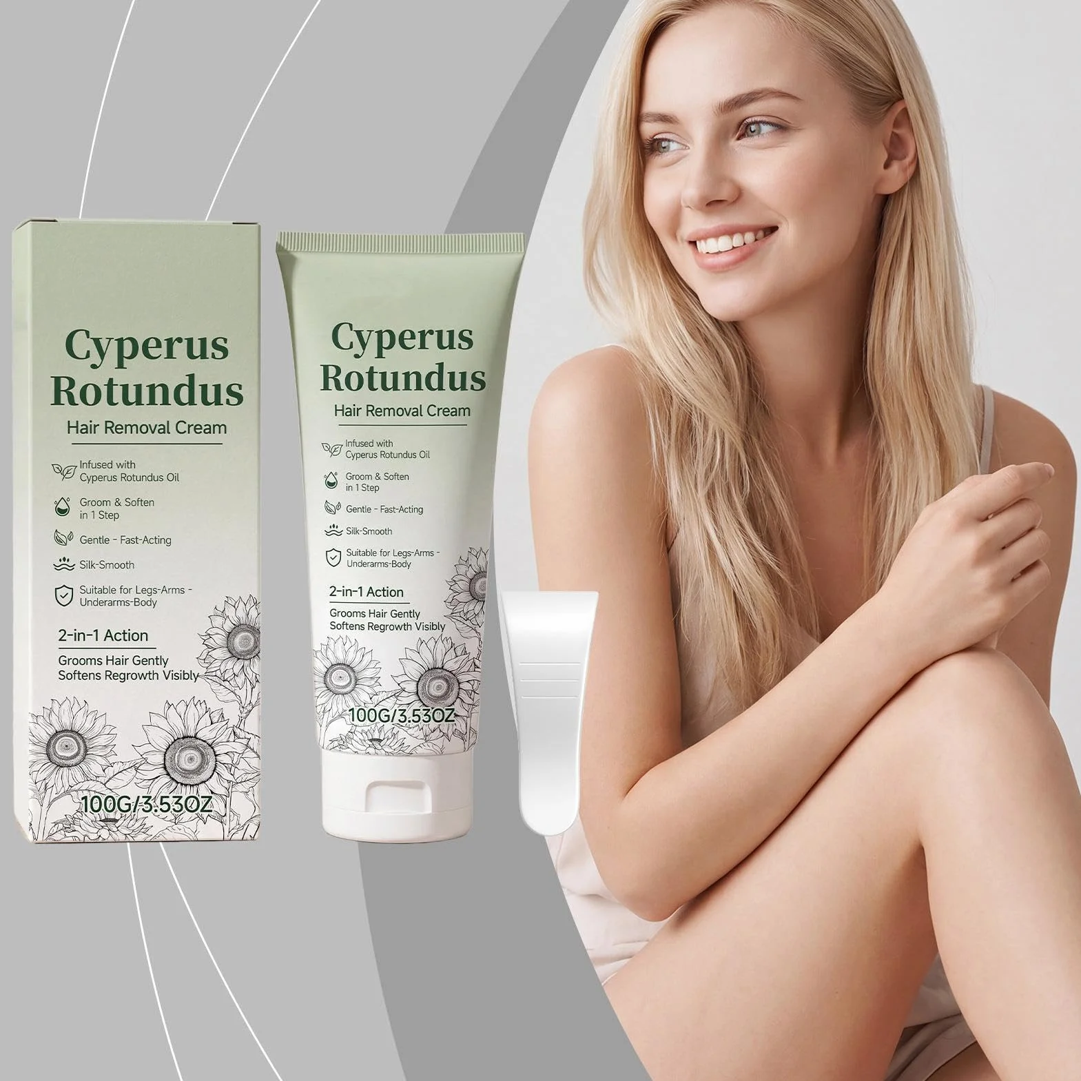 Crema Depilatoria Corporal Cyperus Rotundus 100g para Piel Sensible