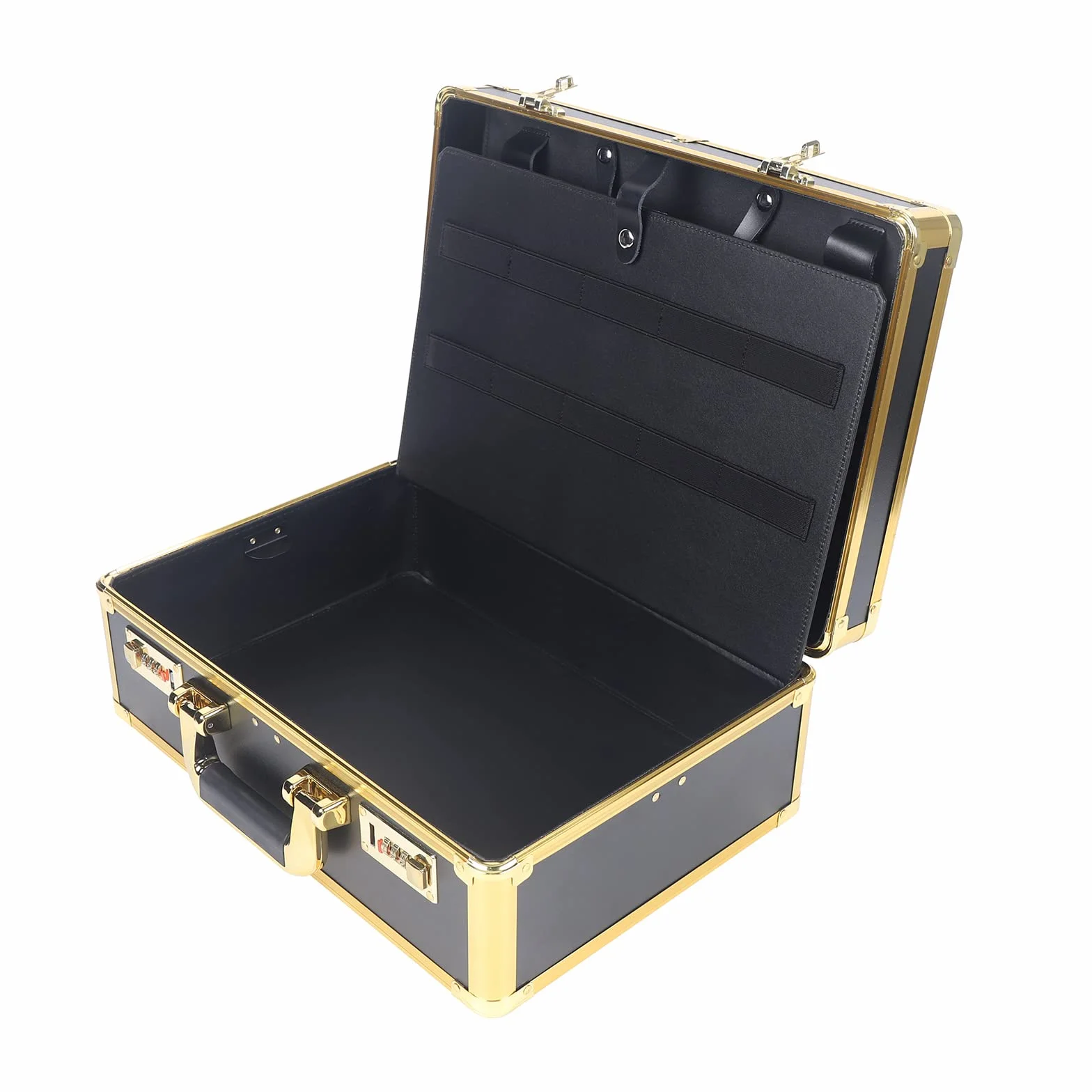 Bolsa de peluquería con cerradura de combinación, maletín de transporte para cortapelos y artículos de peluquería, bolsa de almacenamiento (oro, 40 x 40 x 18 cm)