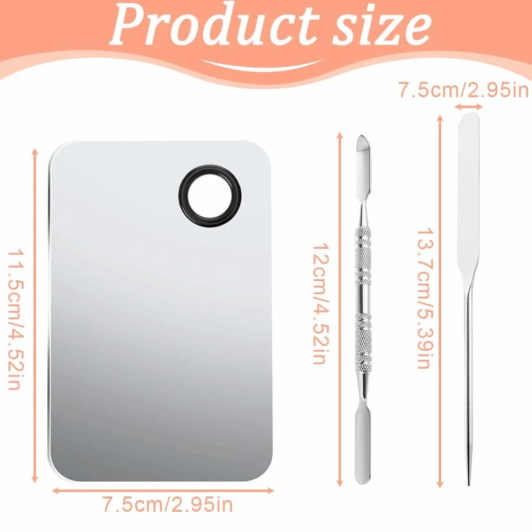 Espátula de Maquillaje de Acero Inoxidable 3 Piezas para Mezclar Base y Sombra de Ojos