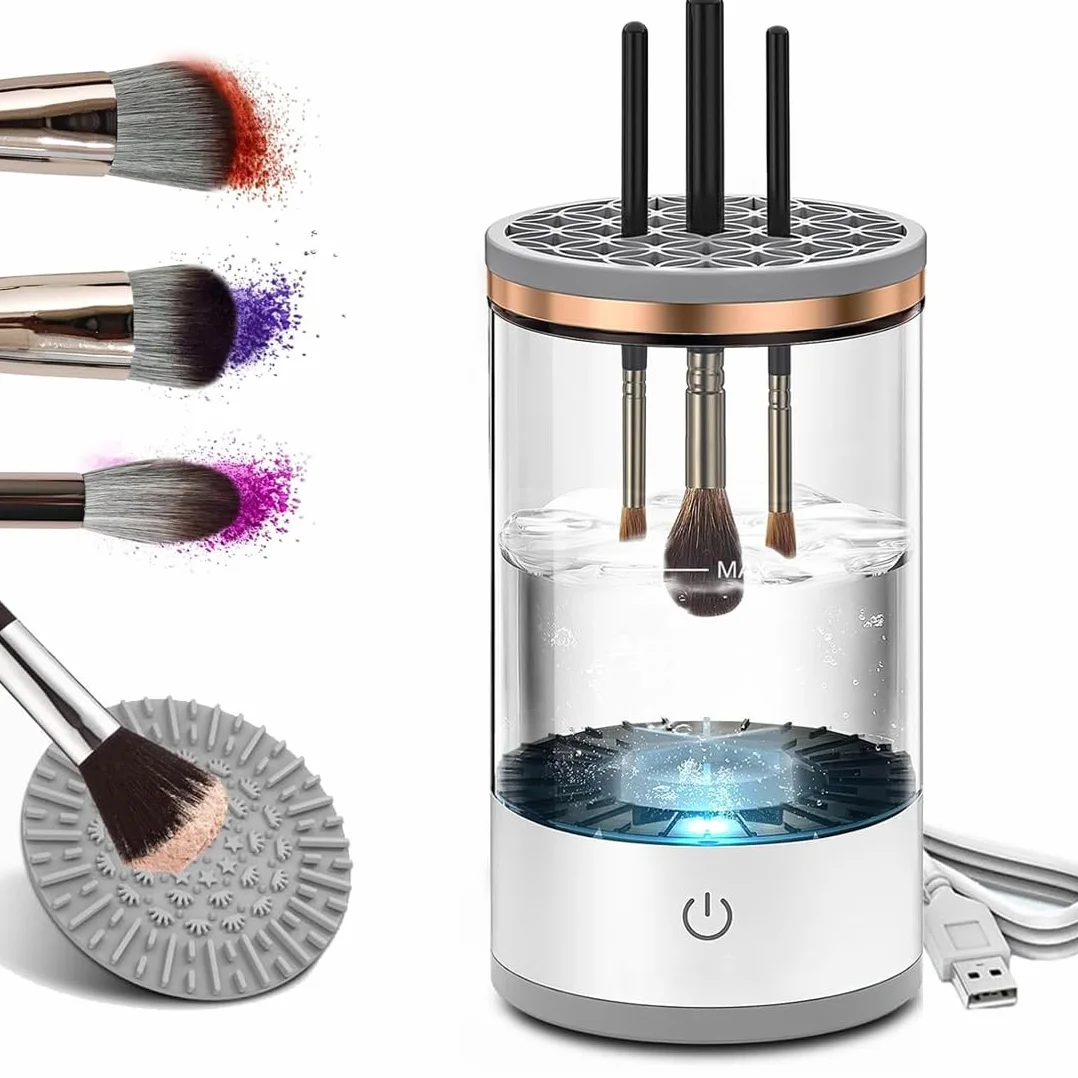 Limpiador de Brochas de Maquillaje Eléctrico 3 en 1 USB Limpieza Profunda 30s