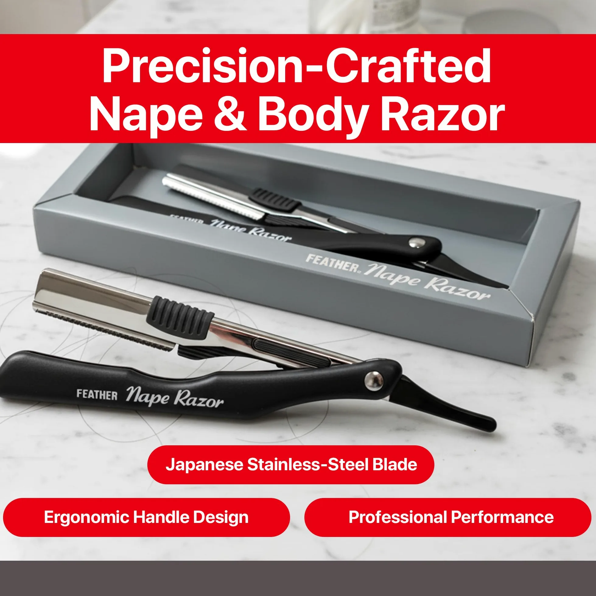 Feather Nape Razor, Estuche para navajas, cuchillas y maquinillas de afeitar - 30 gr.