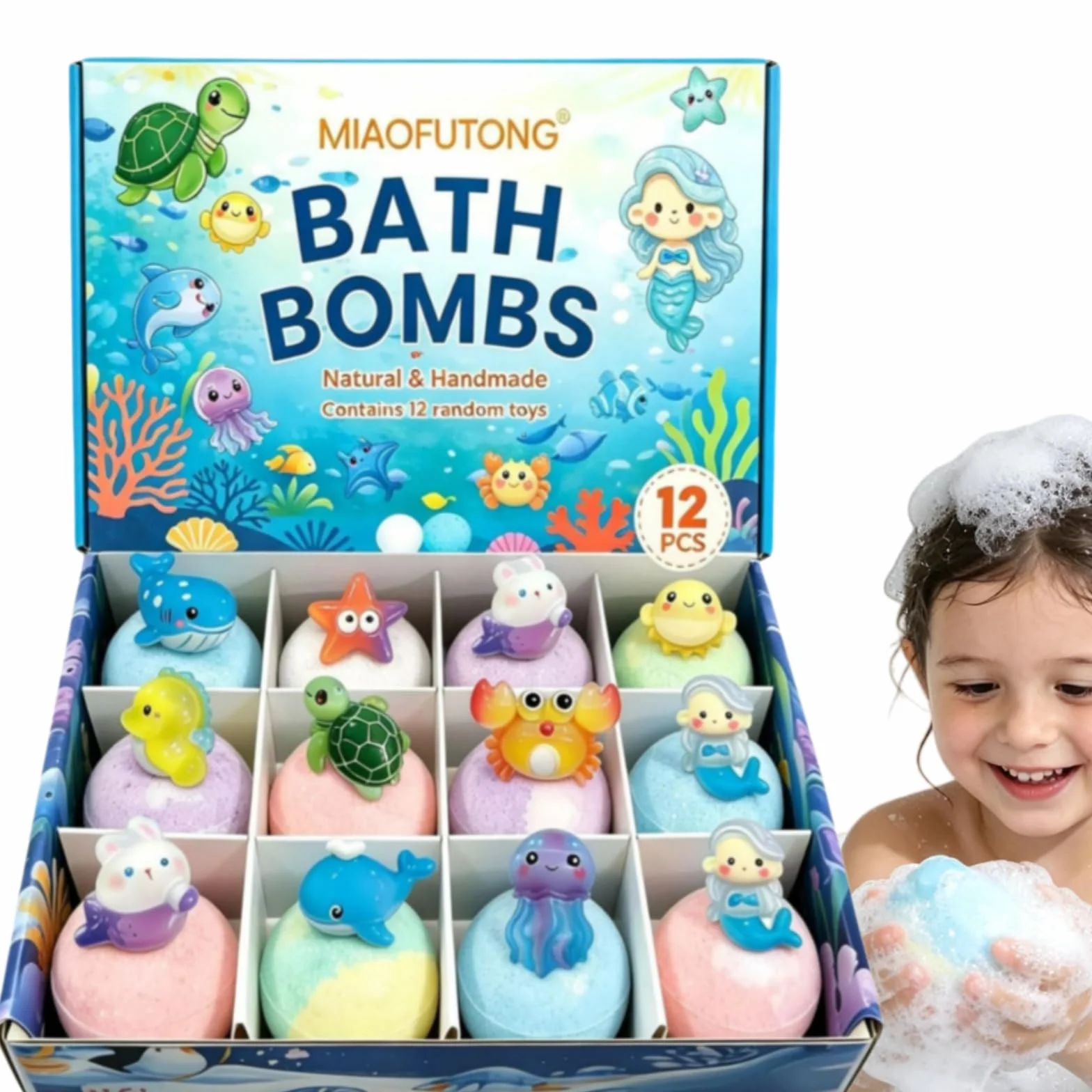 PlayFizz Easter Surprise Bath Bombs,gel De Baño Suave Para Niños, Contiene Juguete Animal Sorpresa (1 Box – 12 Pieces)