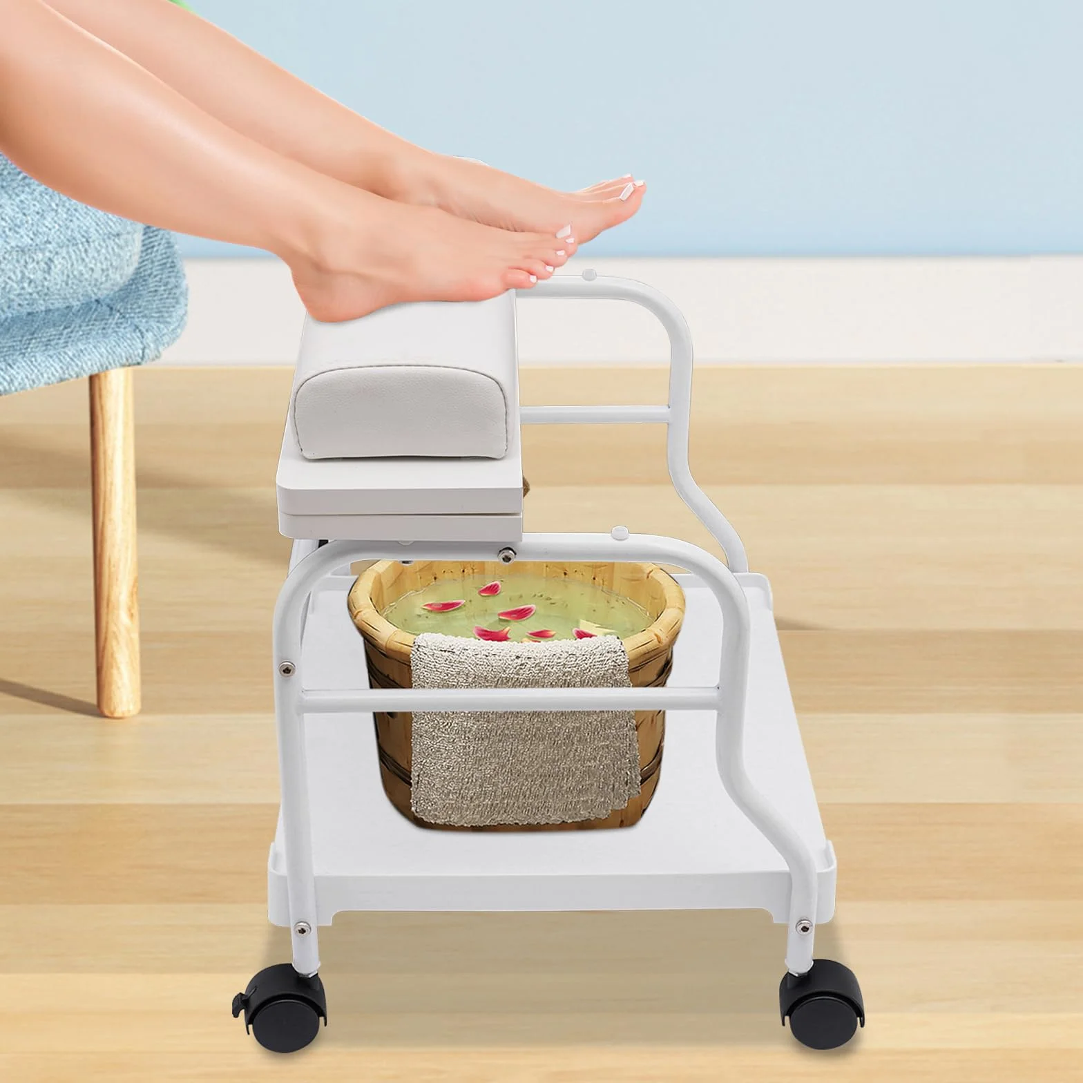 Carrito de herramientas para baño con ruedas ajustable para pedicura