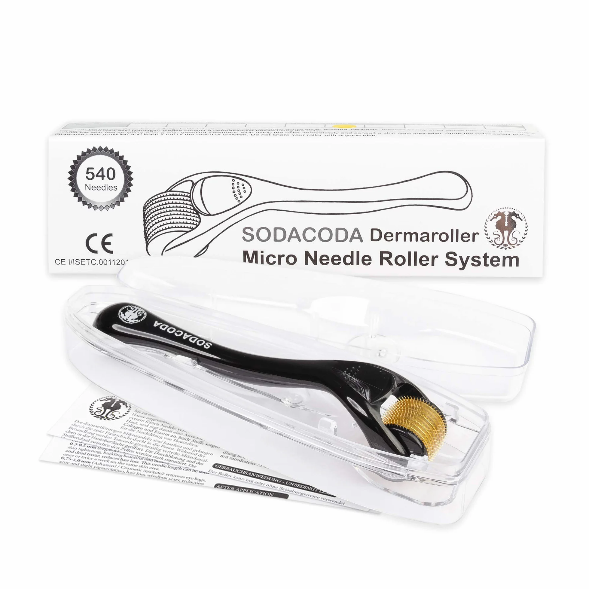 Sodacoda Derma-Roller para Barba 540 Microagujas Titanio Acero Inoxidable 2,00mm