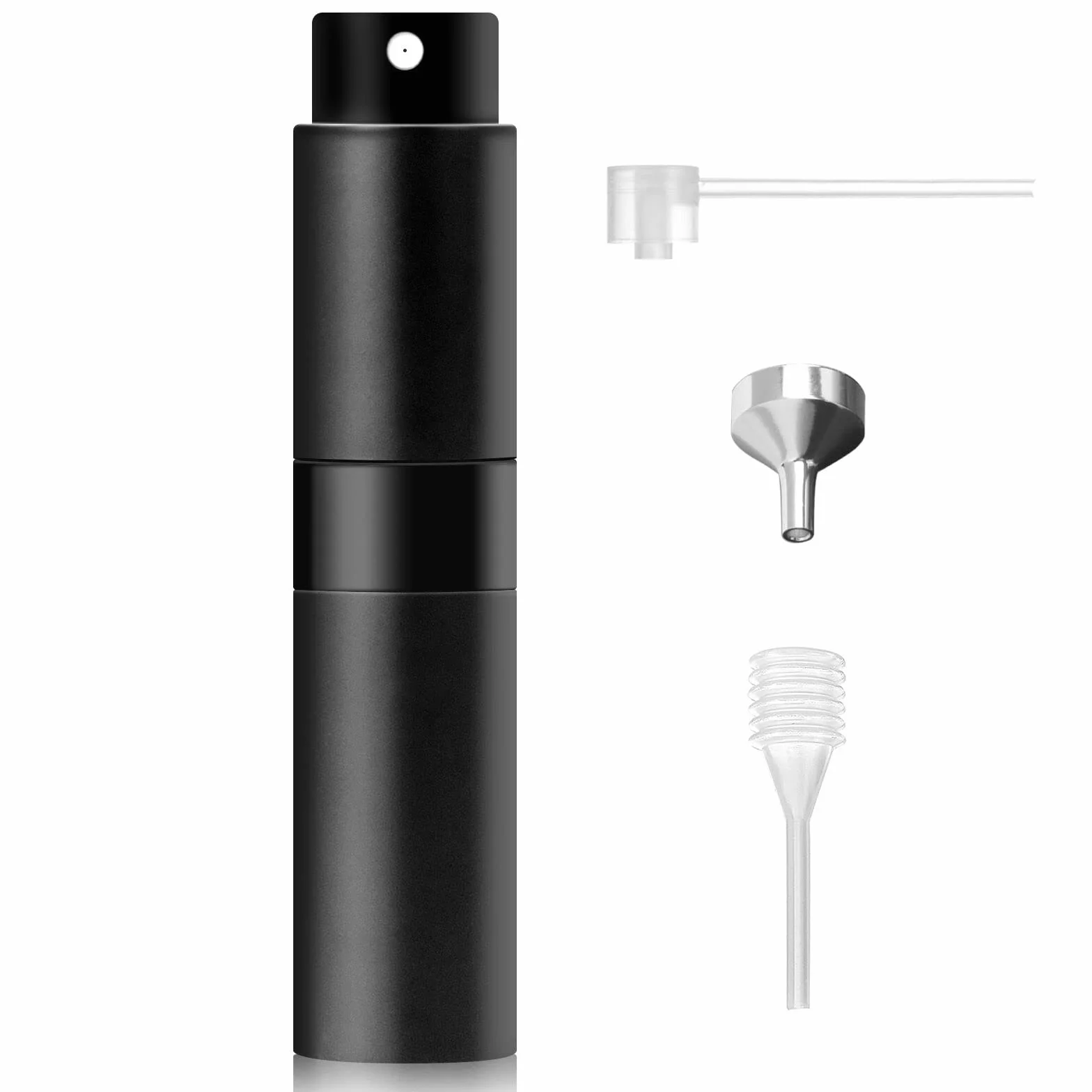 Redamancy Atomizador Perfume Recargable 8ml Pulverizador Perfume Portátil Botella Vacía con Pipeta y Embudo Negro