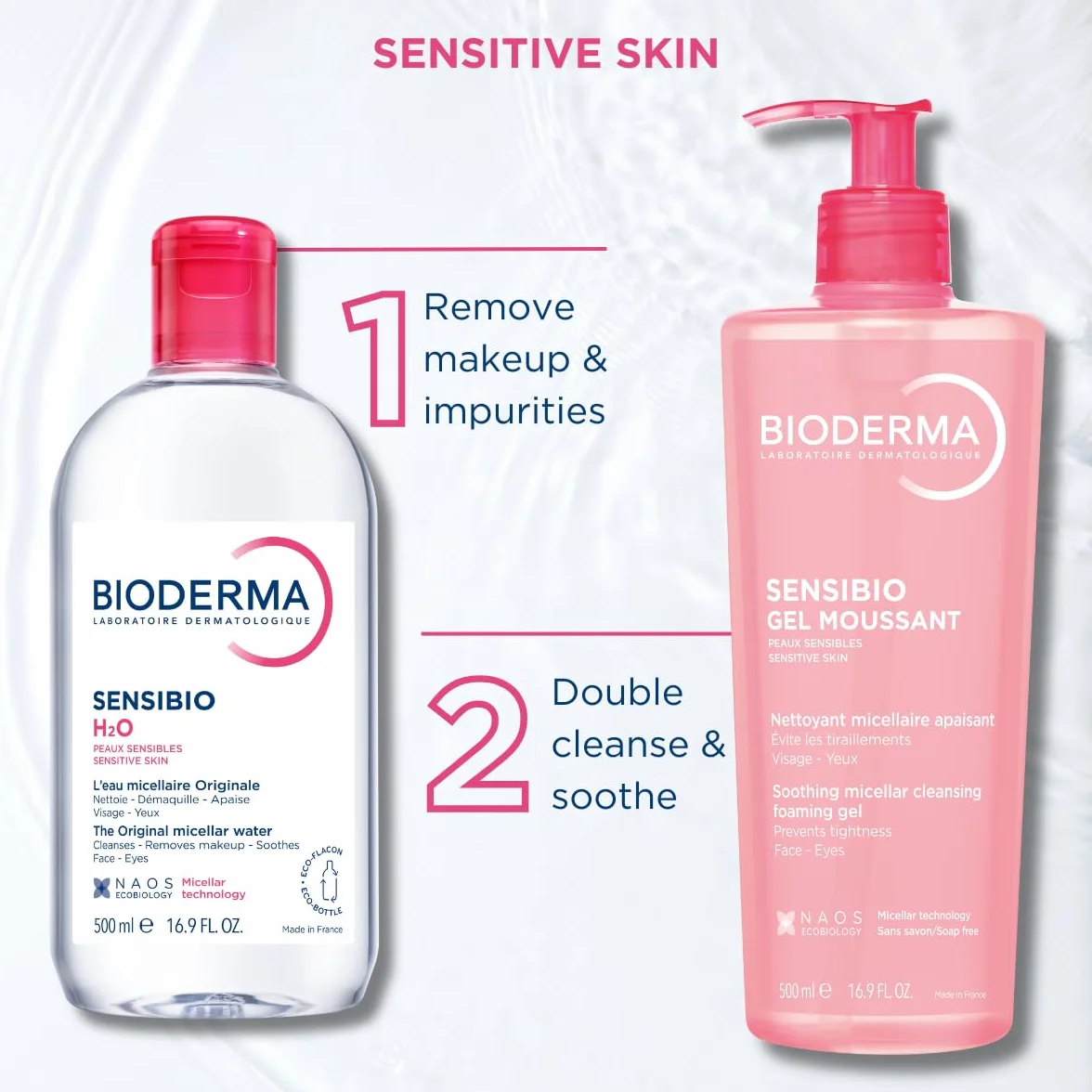 BIODERMA Sensibio H2O Agua Micelar Limpiadora Desmaquillante 500 ml Pieles Sensibles