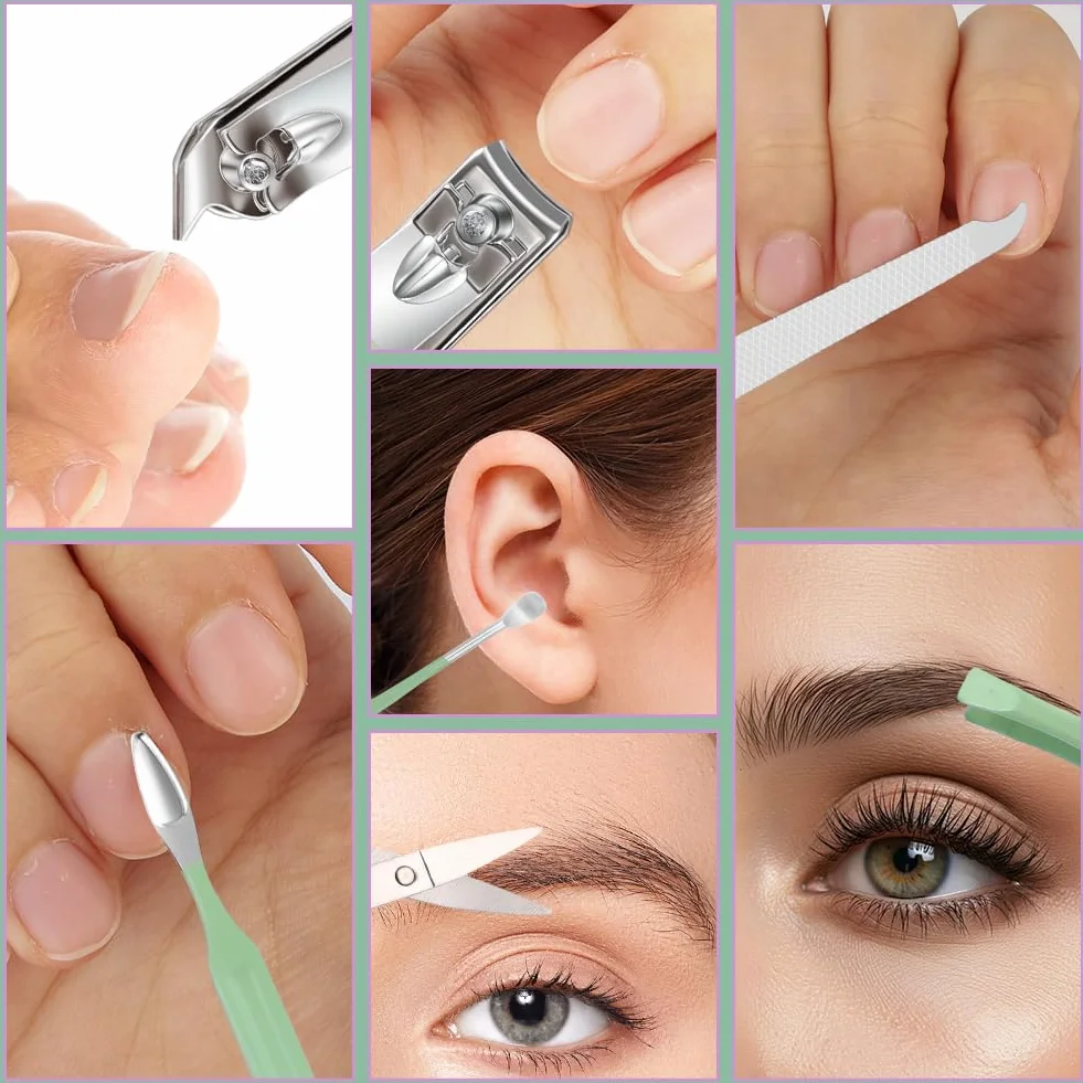 Set de Manicura Pedicura 7 en 1 Cortaúñas Acero Inoxidable Grooming Kit Profesional
