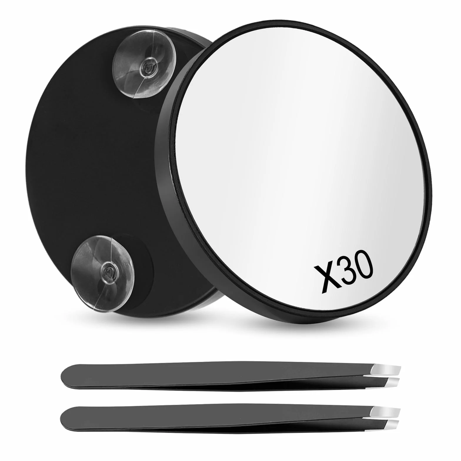 Espejo de aumento 30X con ventosa y pinzas para maquillaje, baño y viaje