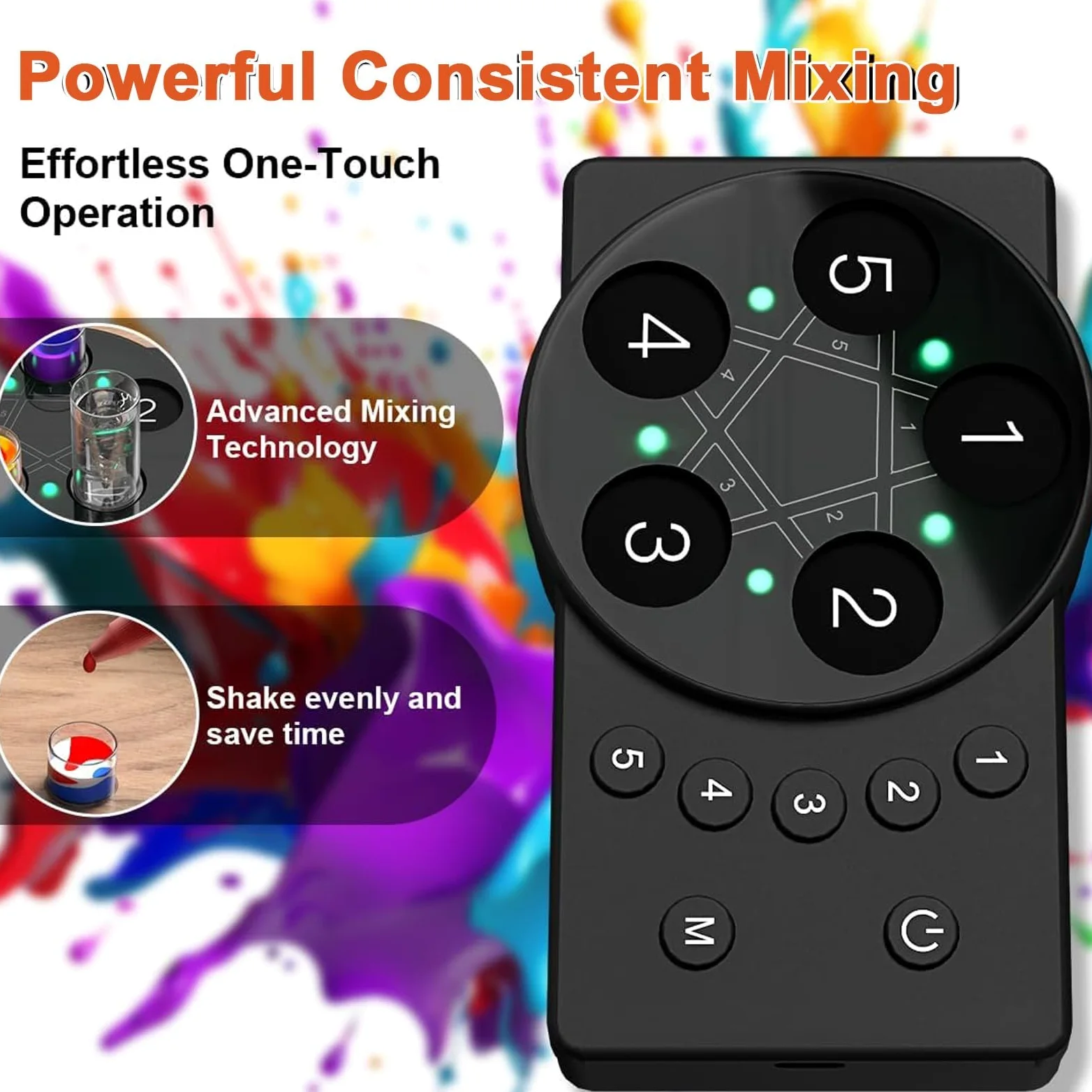 Vortex - Mezclador automático de tinta para tatuajes con 8 tazas medidoras y 10 varillas magnéticas, 3 velocidades ajustables, fuerte potencia para artistas del tatuaje y principiantes