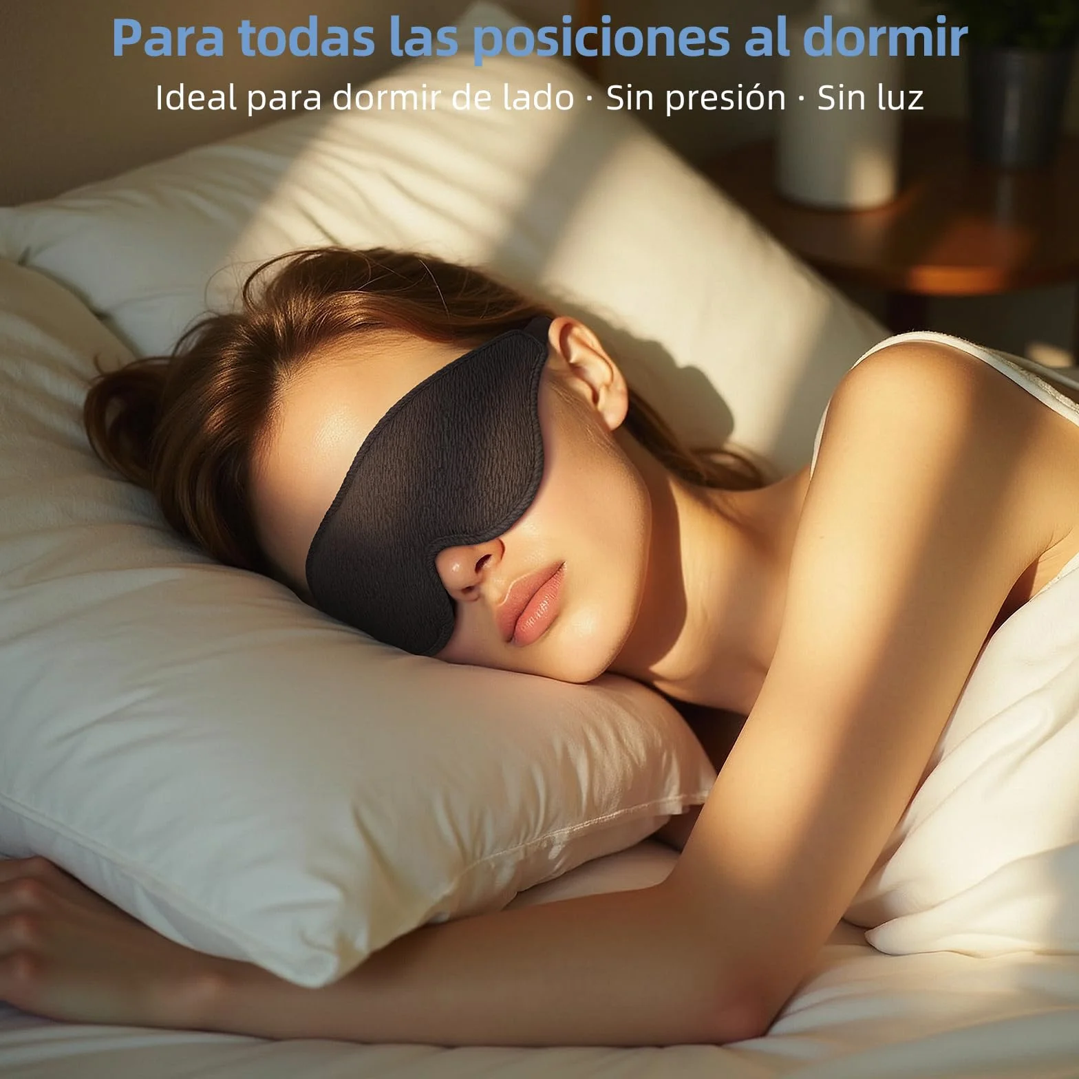 Antifaz para Dormir Bloquea Luz 99.99% con Tapones Oídos Negro