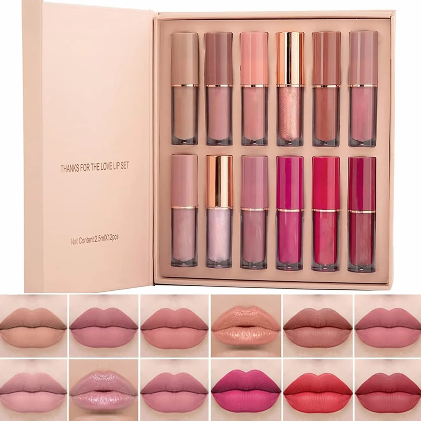 Set de maquillaje de labios resistente al agua 12 colores