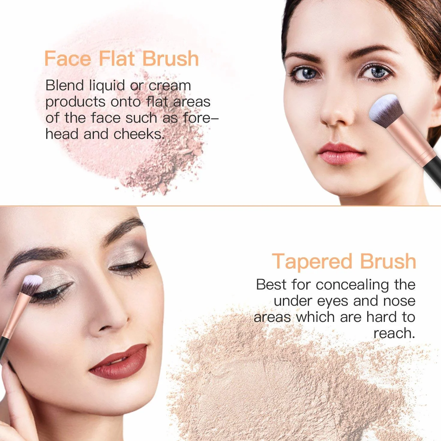 Pinceles de Maquillaje Rose Golden 18 Piezas Set Brochas Sintéticas para Cara y Ojos Base Polvo Blush