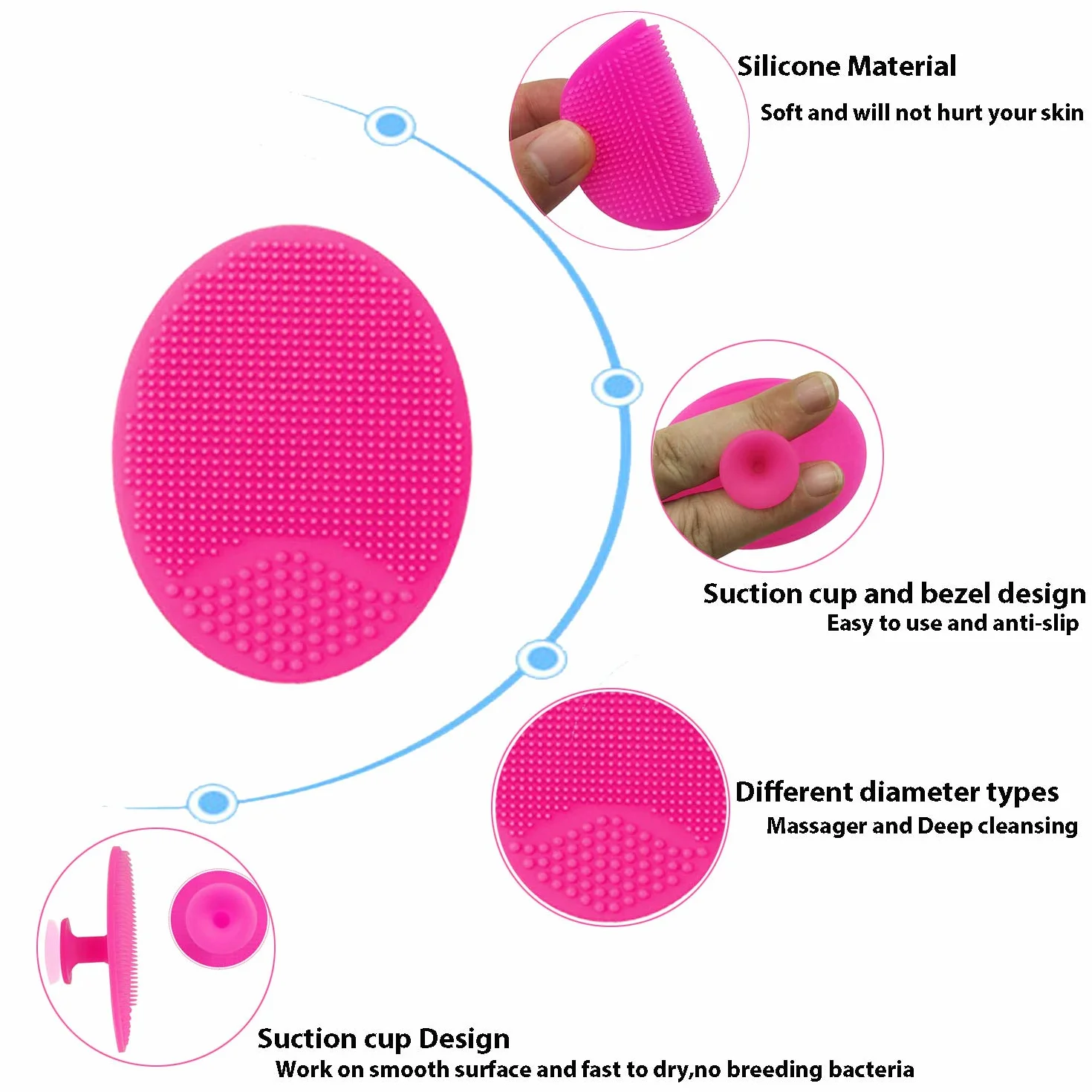Cepillo de limpieza facial de silicona suave para masaje (blanco + gris)