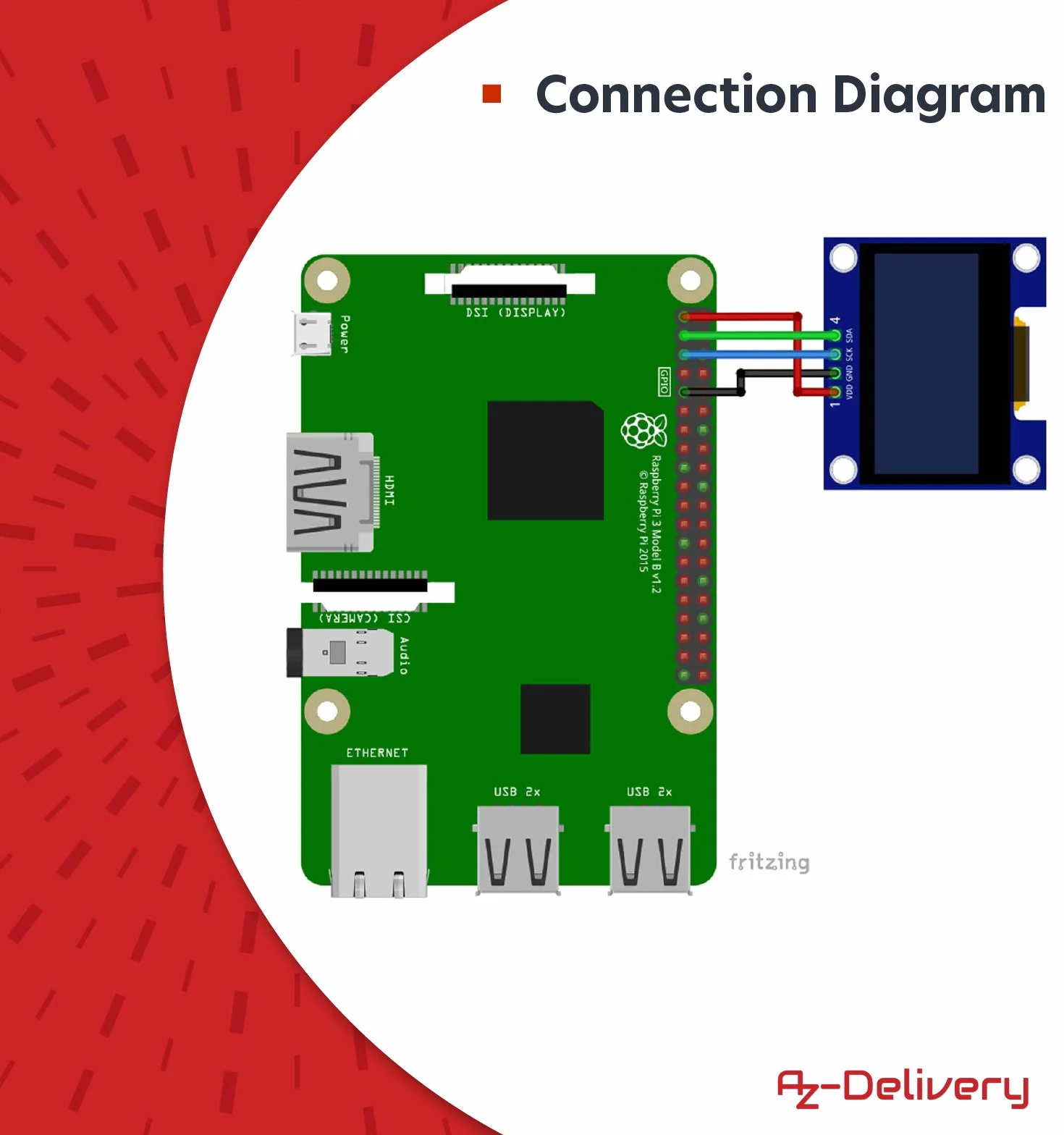 AZDelivery 1.3 Pulgadas OLED Display I2C SSH1106 128x64 Pixeles Modulo de Visualizacion Compatible con Arduino Raspberry Pi