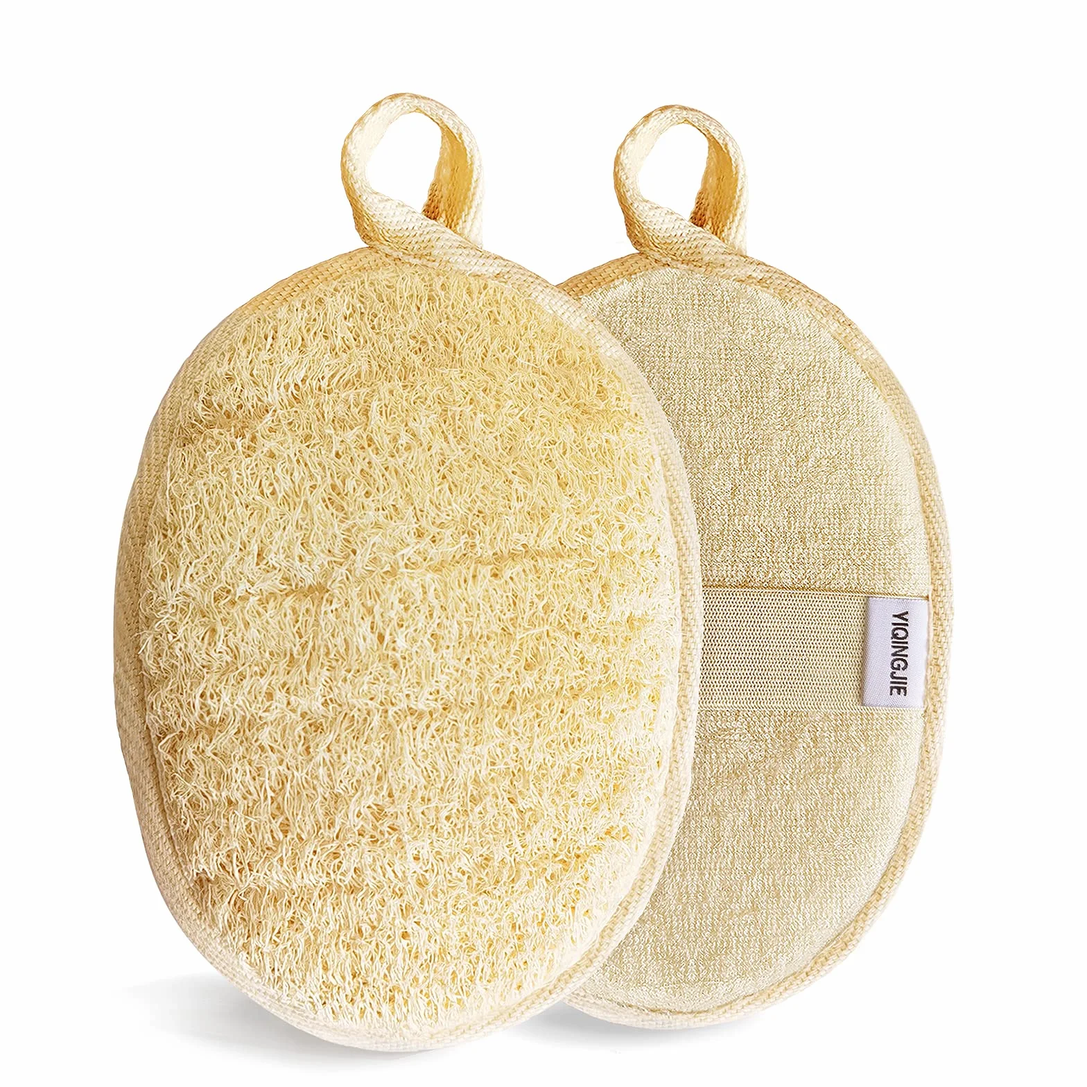 Esponja natural exfoliante corporal de luffa ecológica y biodegradable (2 unidades) color beige