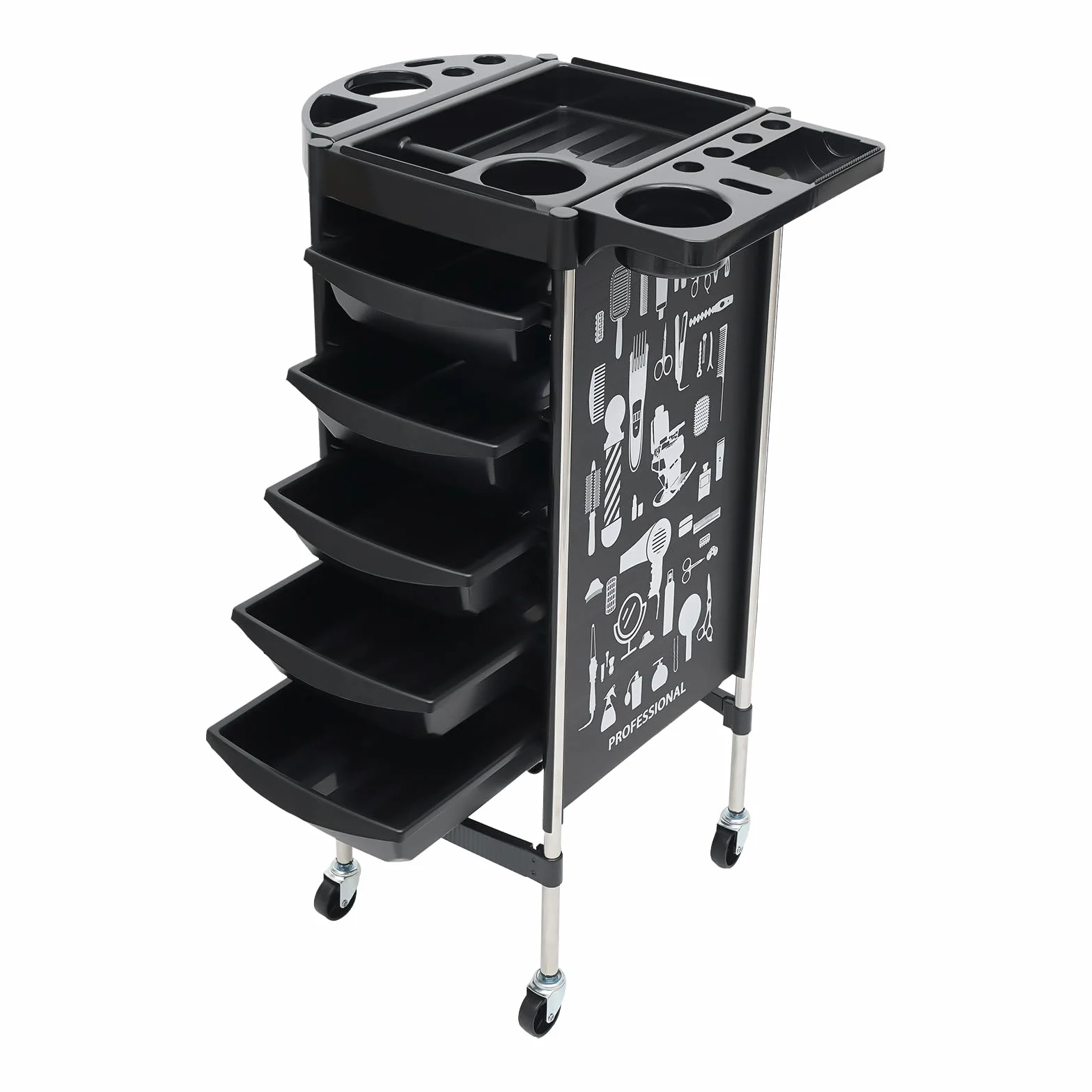 Carro de peluquería con cajones extensibles, carrito de salón de belleza con ruedas