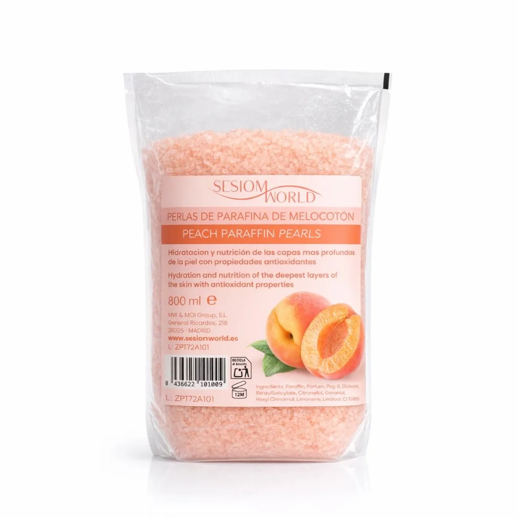 Perlas de Parafina con Aroma a Melocotón 1000 ml Tratamiento Corporal Hidratante