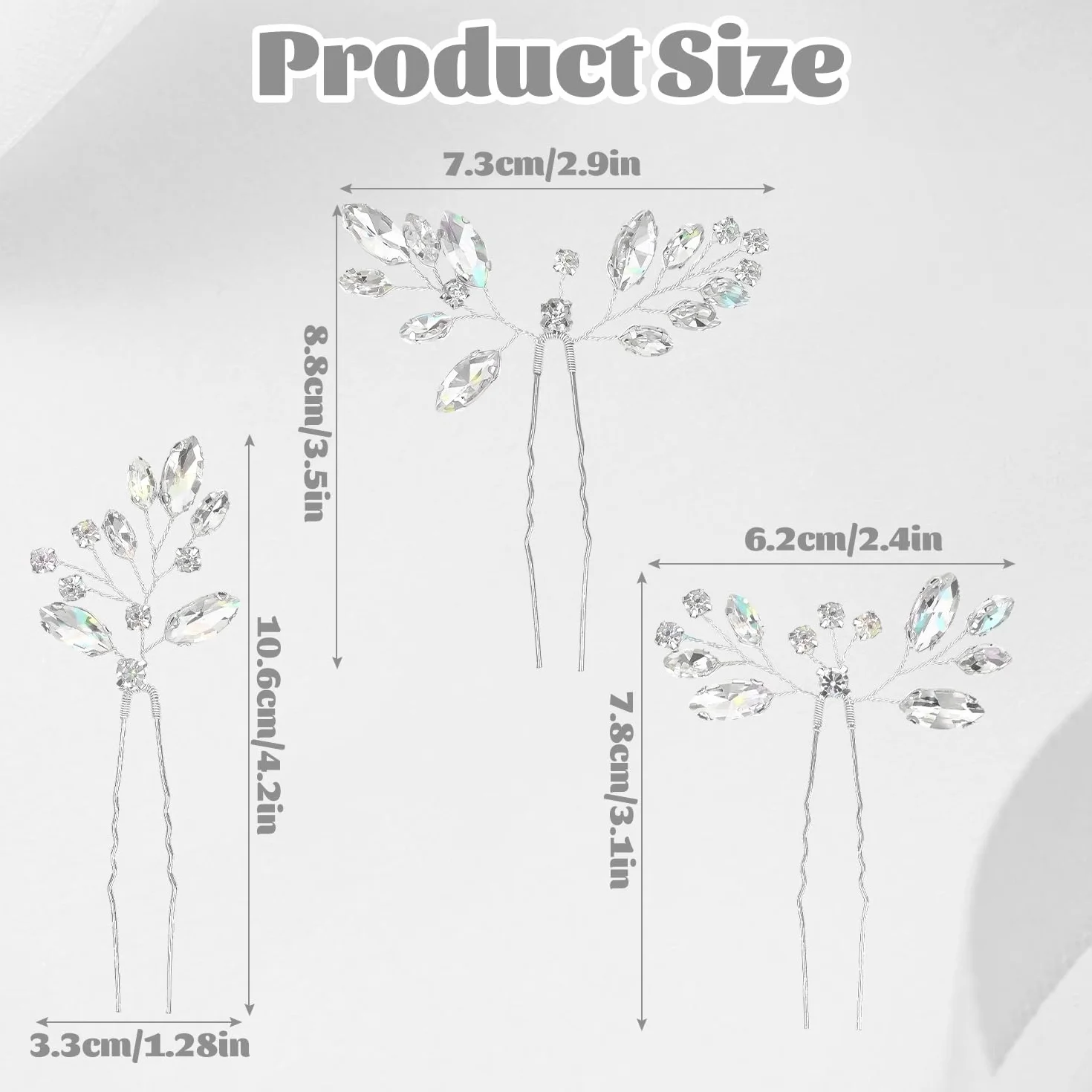 Accesorios para el cabello de boda, horquillas de novia con cristales y diamantes de imitación (plata)