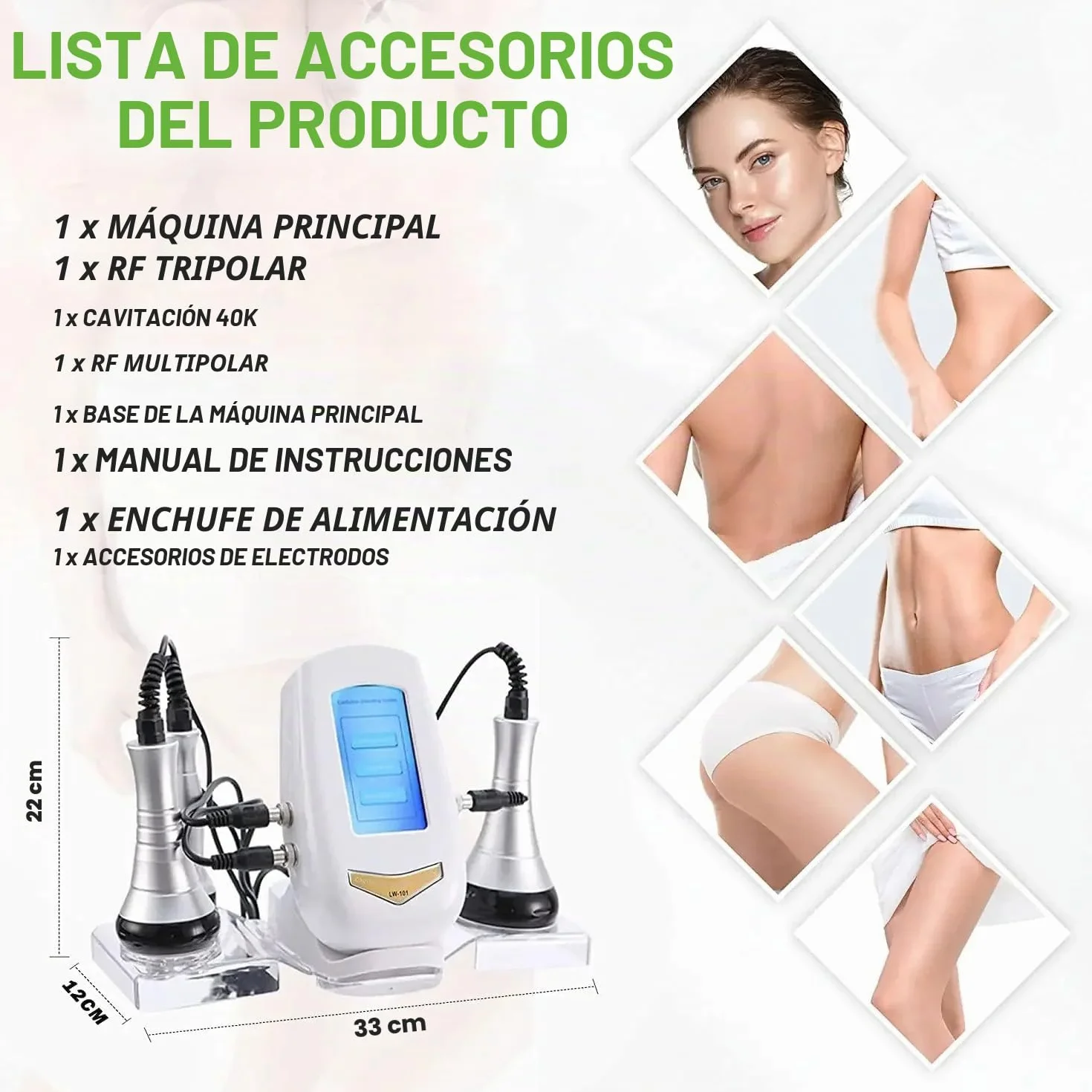 Máquina de cavitación 40K 3 en 1 radiofrecuencia adelgazante cuidado de la piel facial